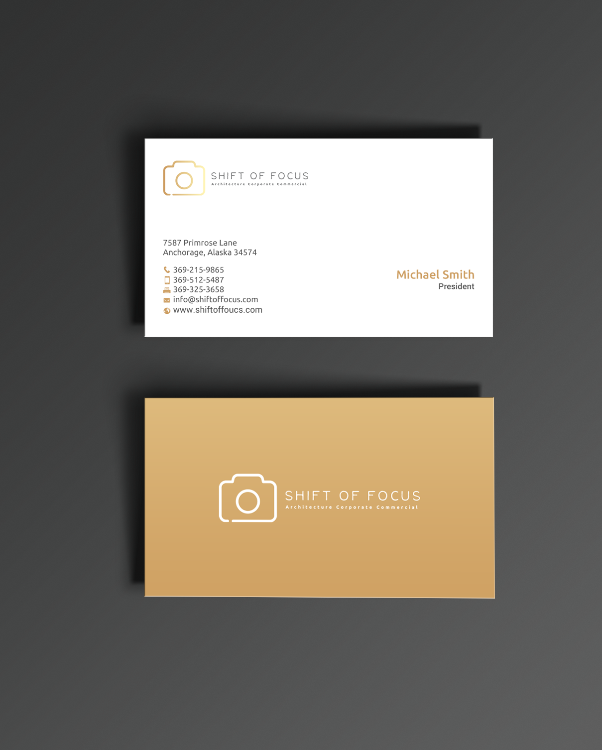 Business Card Design by chandrayaan.creative for Shift of Focus  | Design #22998477