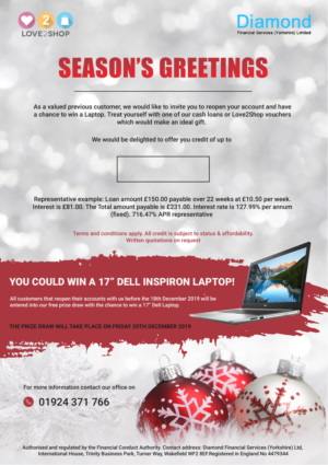 UK Loan Company wanting to send a Christmas themed  flyer to closed customers offering credit. | Flyer Design by fallingpixels