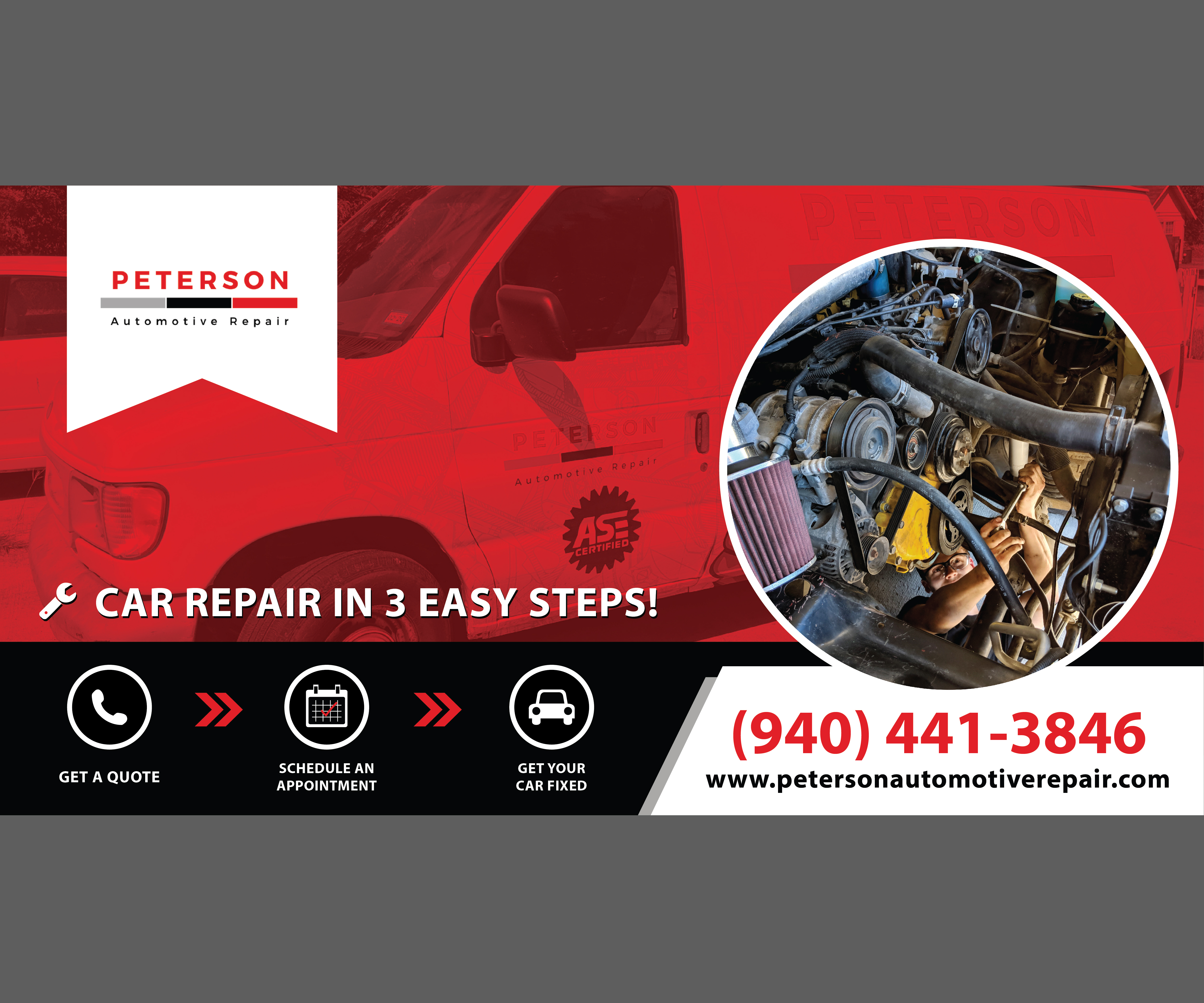 Diseño De Banner Publicitario por lucas 17 para Peterson Automotive Repair | Diseño #23022063