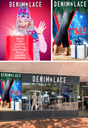 Xmas Shop Windows for Denim and Lace Clothing & Giftware shop | Diseño Gráfico por Maestroto