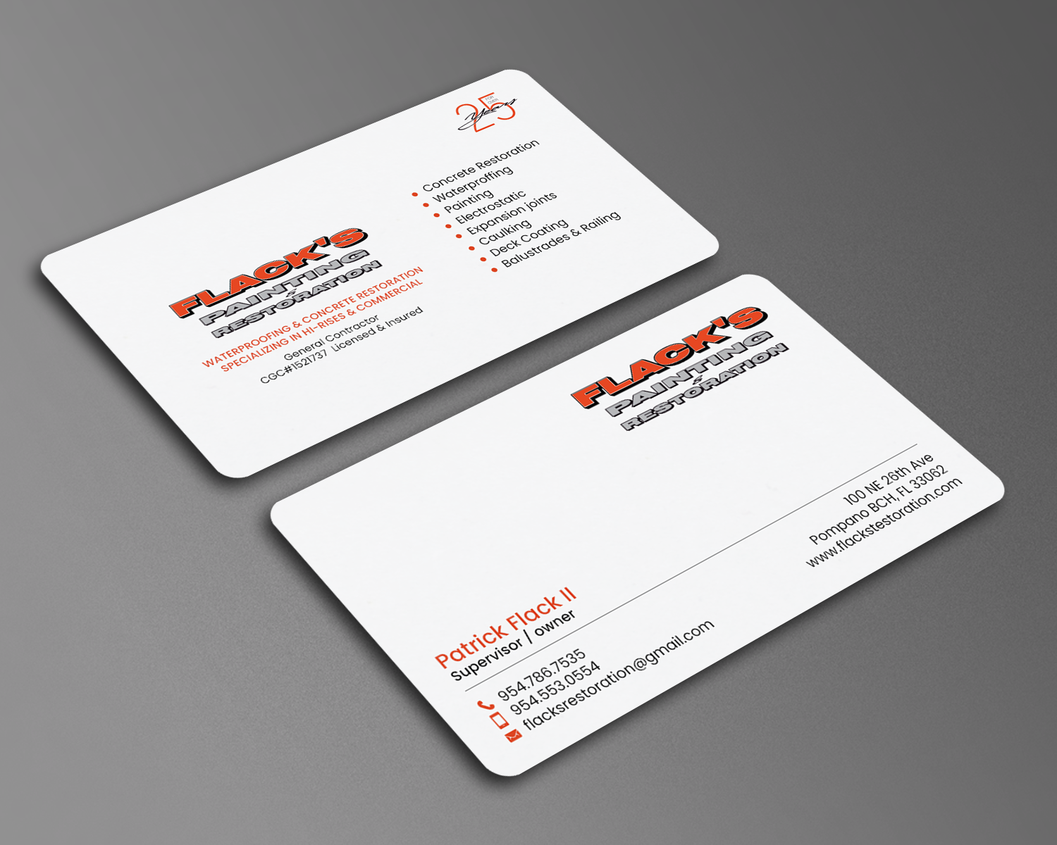 Business Card Design by chandrayaan.creative for Flack's Painting & Waterproofing Inc. | Design #23033217