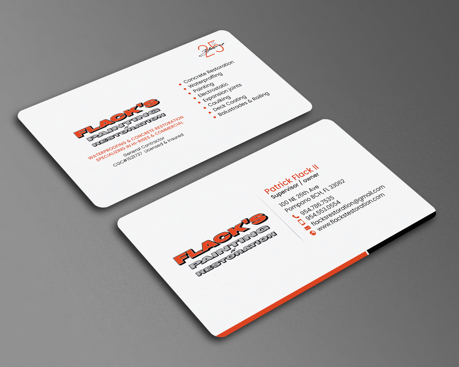 Business Card Design by chandrayaan.creative for Flack's Painting & Waterproofing Inc. | Design #23033222