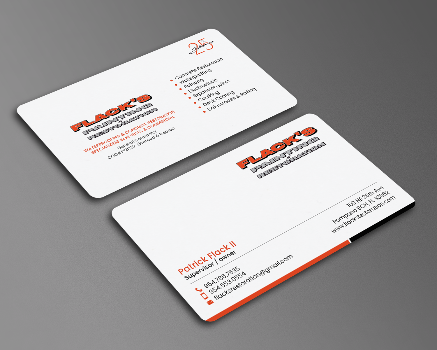 Business Card Design by chandrayaan.creative for Flack's Painting & Waterproofing Inc. | Design #23033223