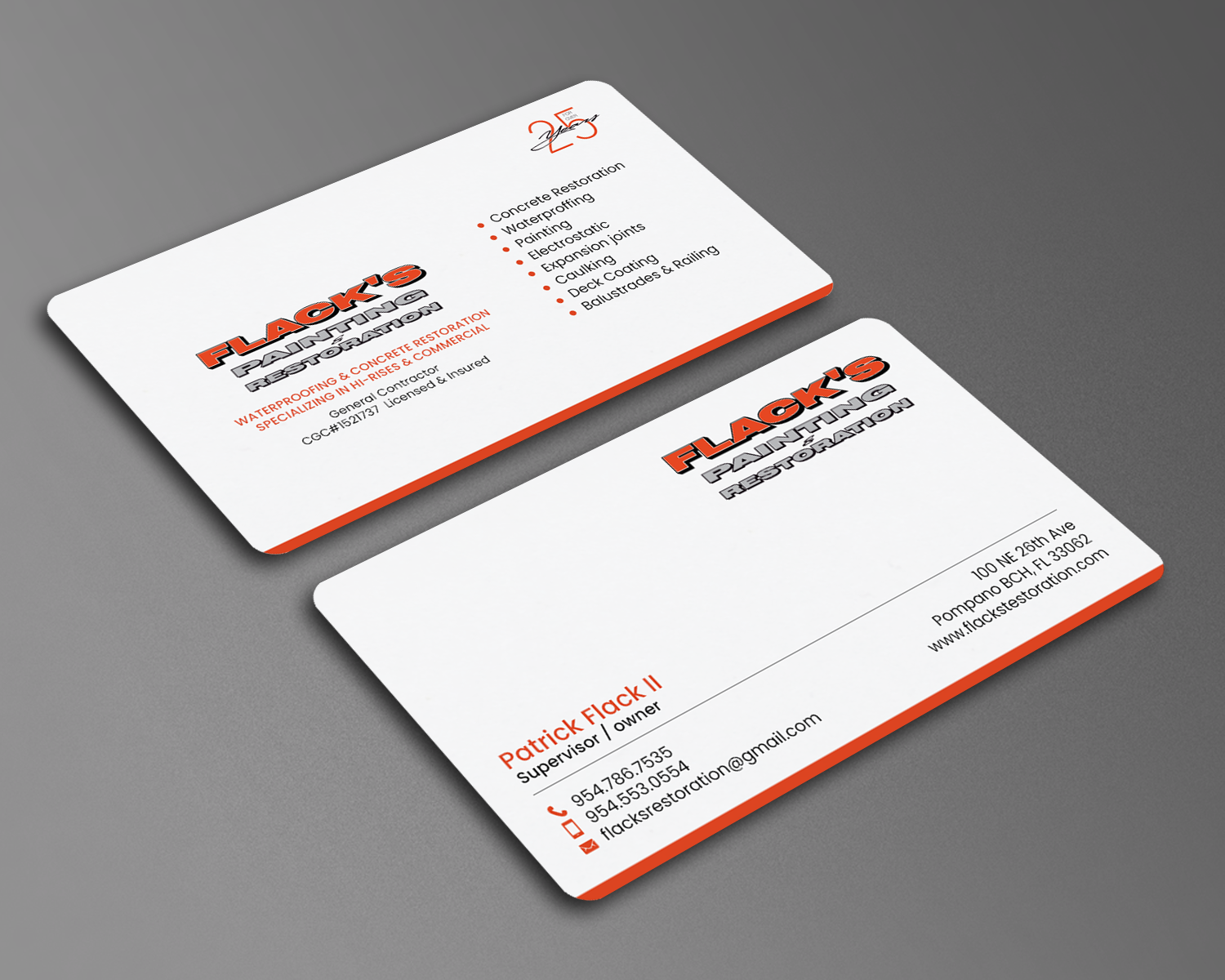 Business Card Design by chandrayaan.creative for Flack's Painting & Waterproofing Inc. | Design #23033226