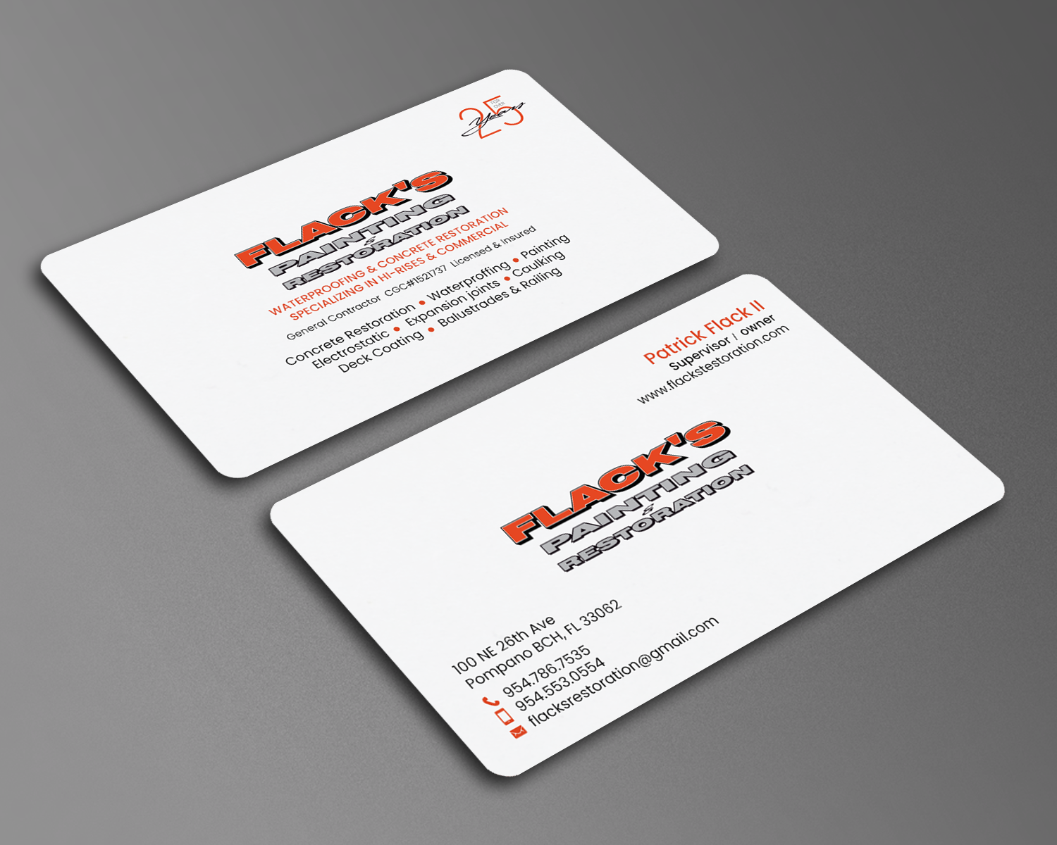 Business Card Design by chandrayaan.creative for Flack's Painting & Waterproofing Inc. | Design #23033606