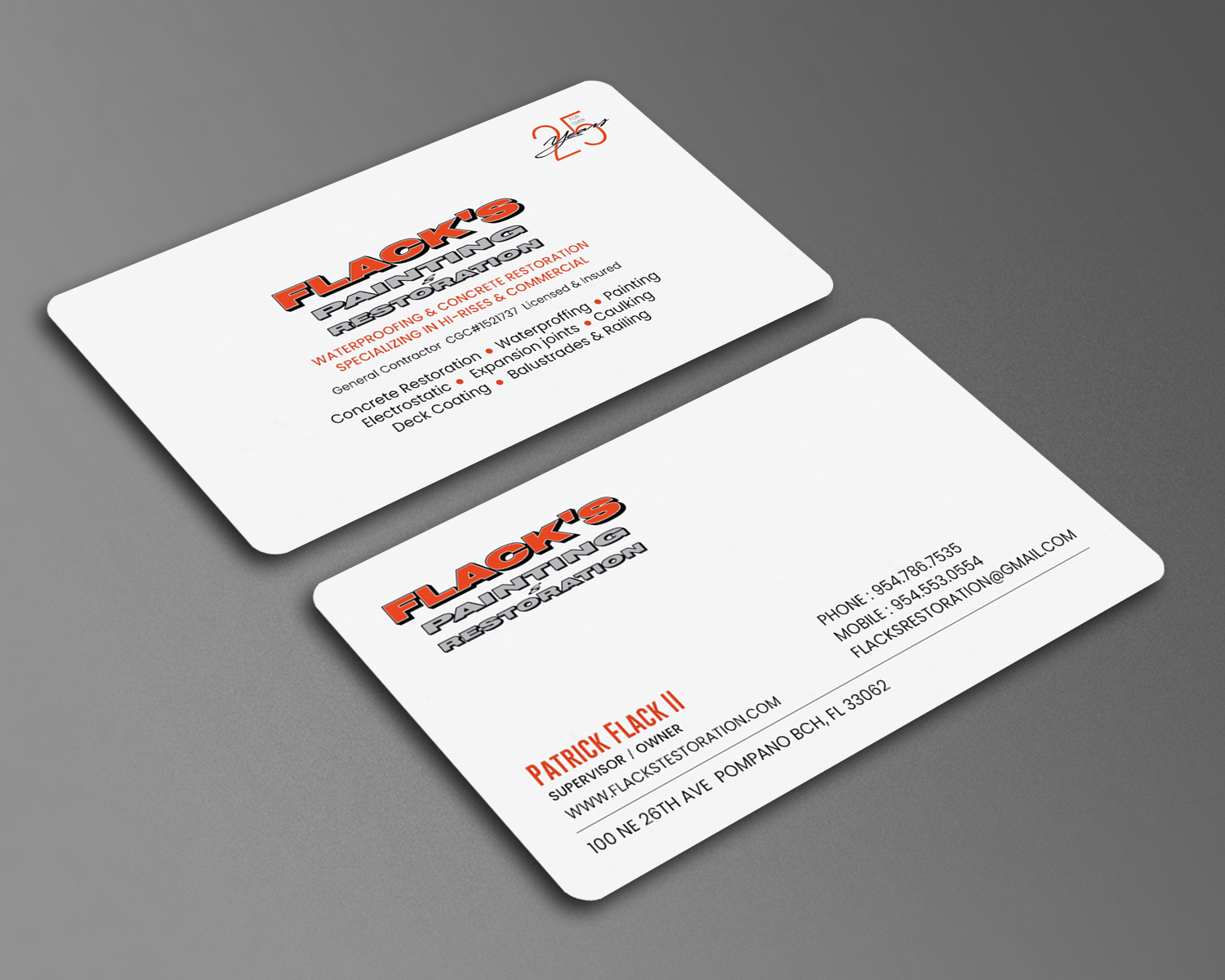 Business Card Design by chandrayaan.creative for Flack's Painting & Waterproofing Inc. | Design #23033609