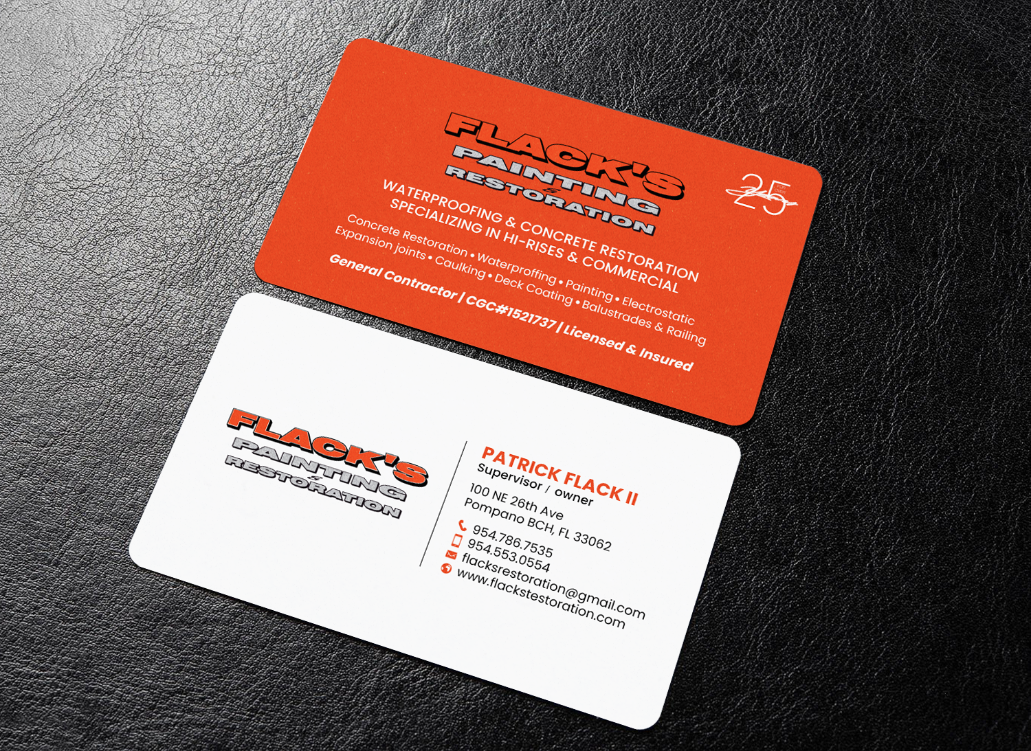 Business Card Design by chandrayaan.creative for Flack's Painting & Waterproofing Inc. | Design #23036107