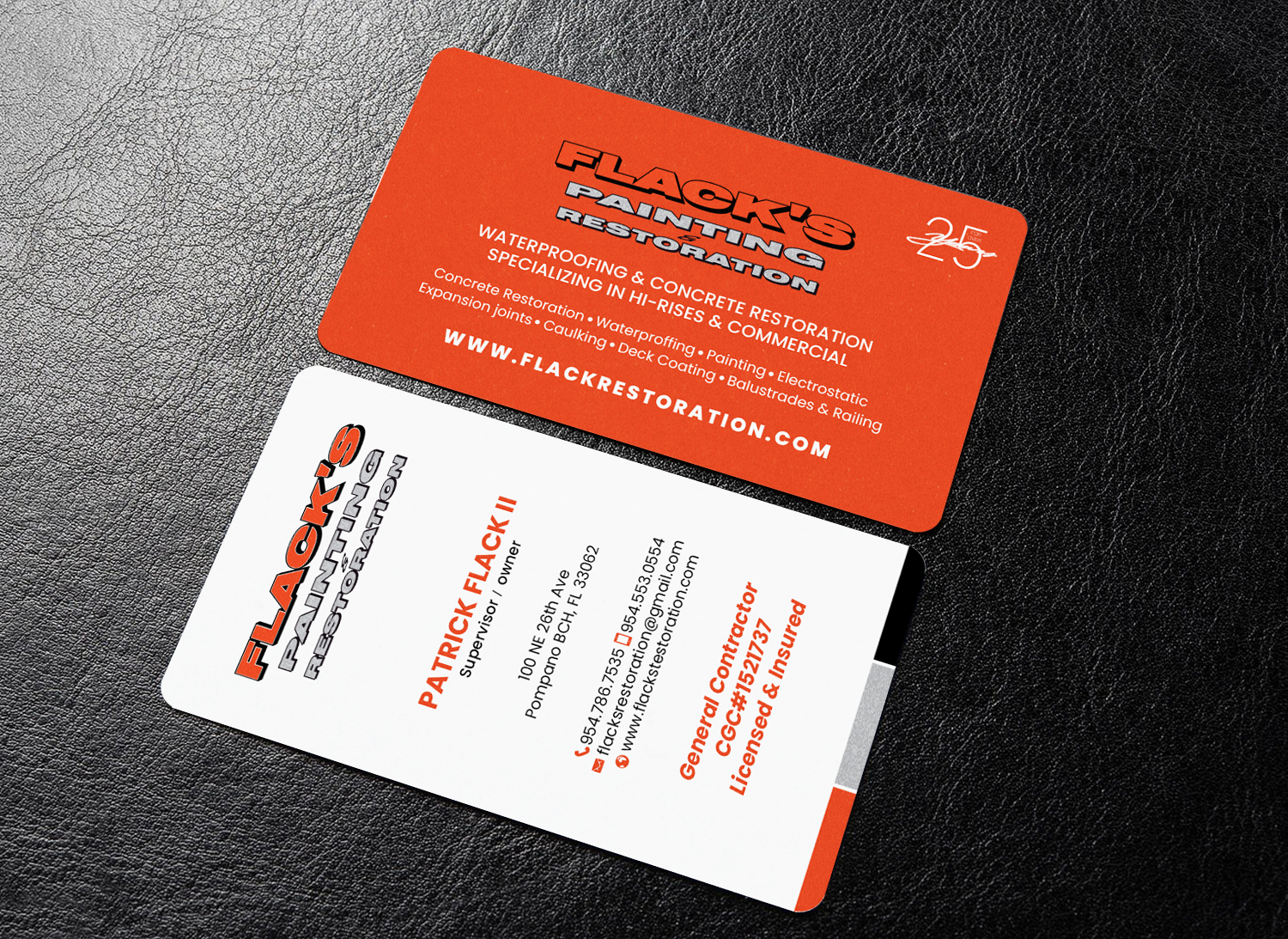 Business Card Design by chandrayaan.creative for Flack's Painting & Waterproofing Inc. | Design #23036162