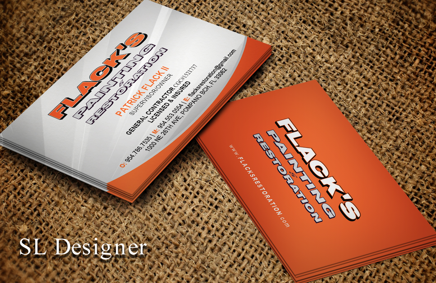 Business Card Design by SL Designer for Flack's Painting & Waterproofing Inc. | Design #23030842