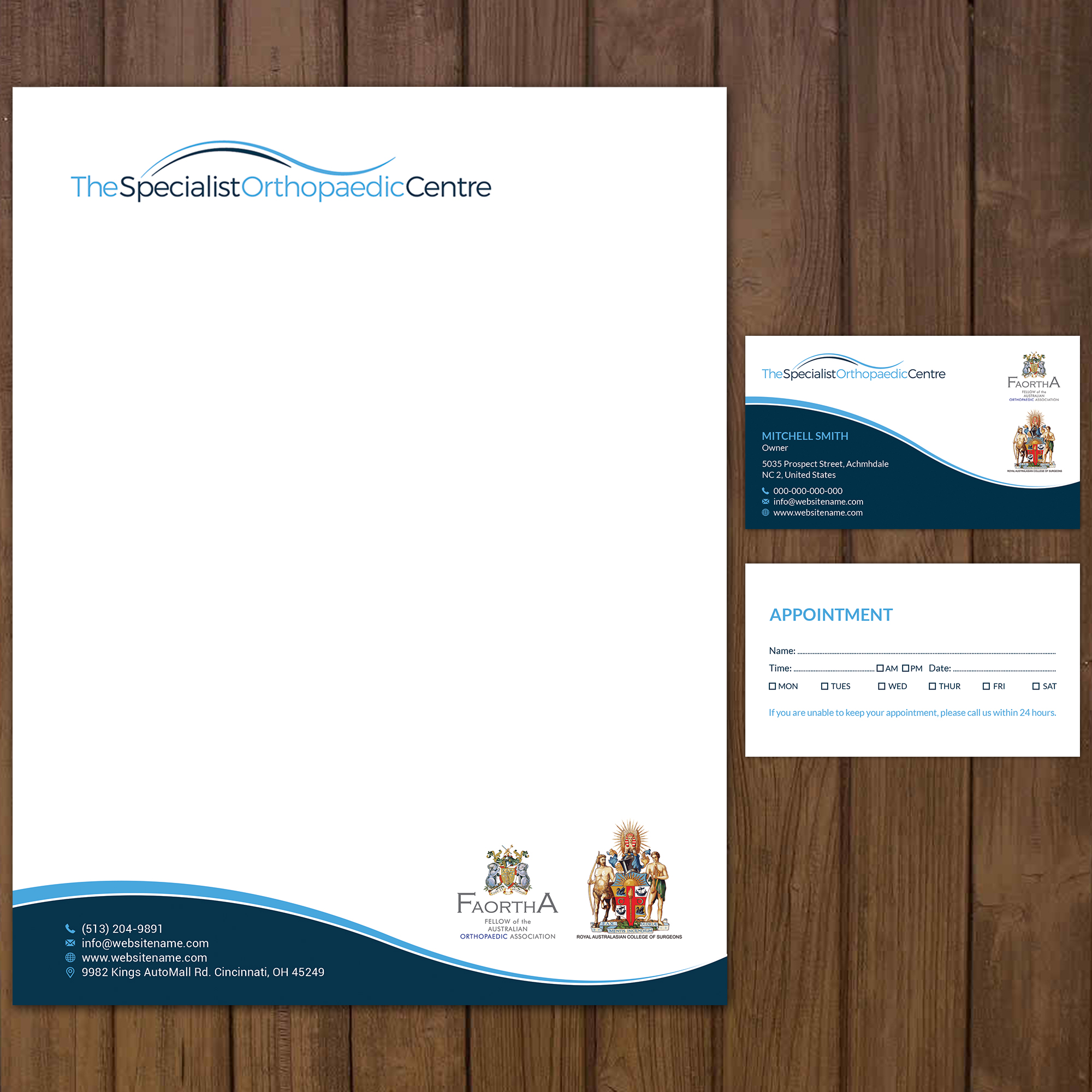 Business Card Design by T.R for The Specialist Orthopaedic Centre | Design #23055534