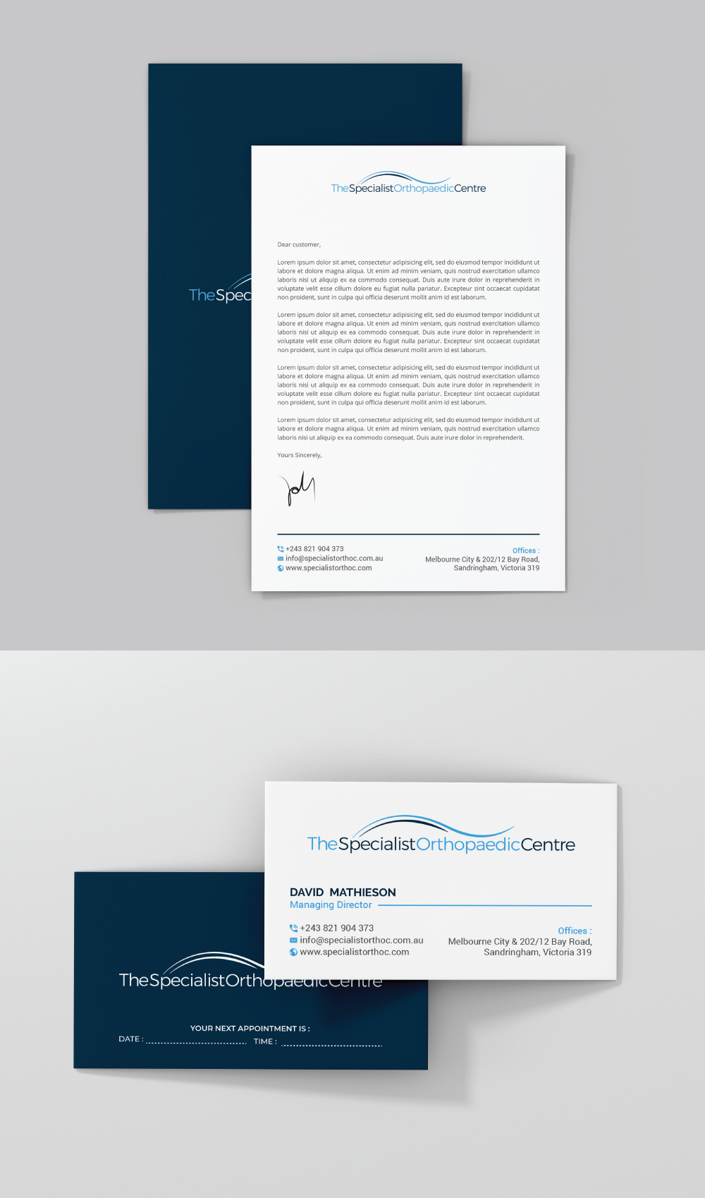 Business Card Design by R.design for The Specialist Orthopaedic Centre | Design #23027700
