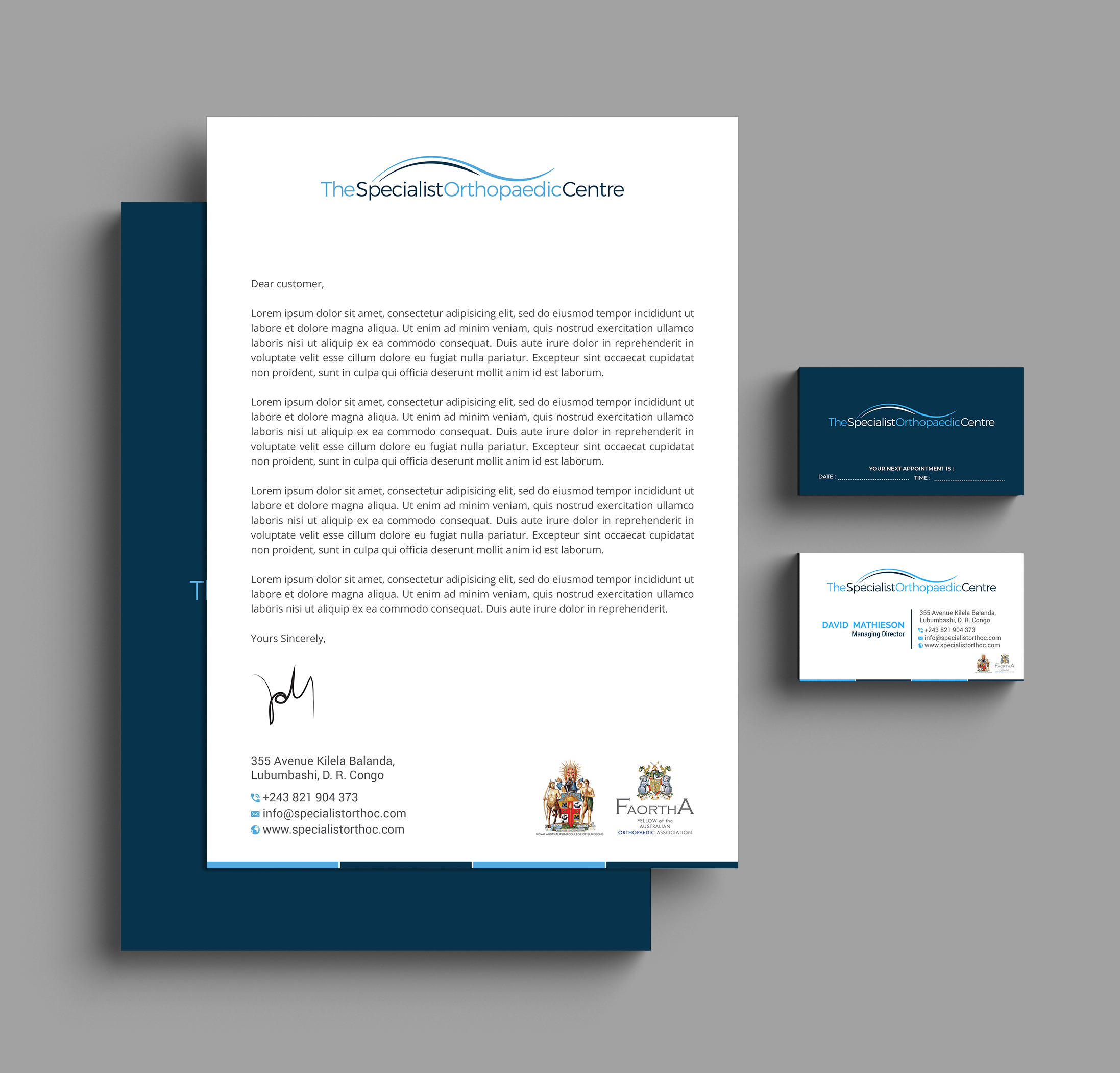 Diseño de Tarjeta de Presentación por R.design para The Specialist Orthopaedic Centre | Diseño #23071028