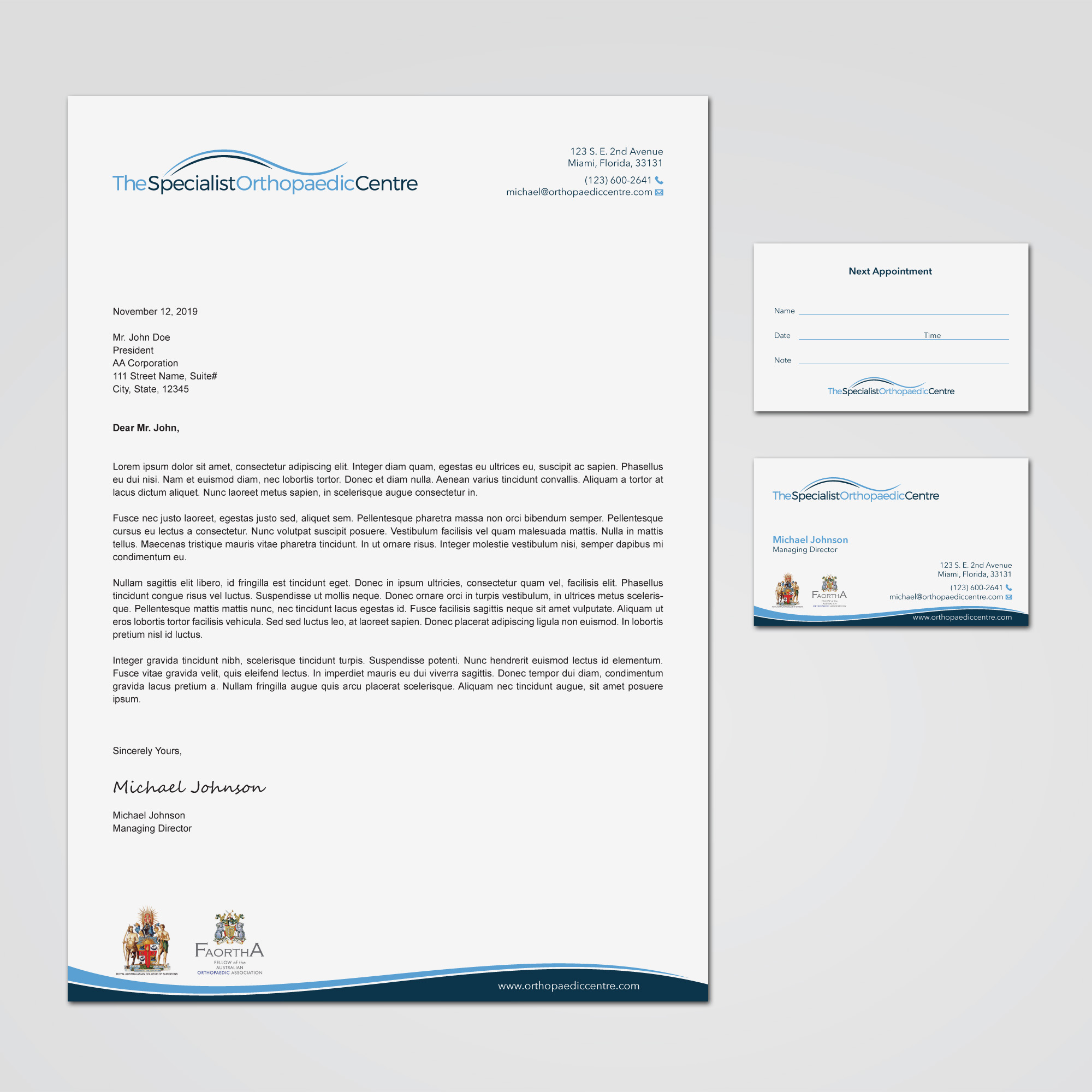 Business Card Design by MDesign for The Specialist Orthopaedic Centre | Design: #23073687