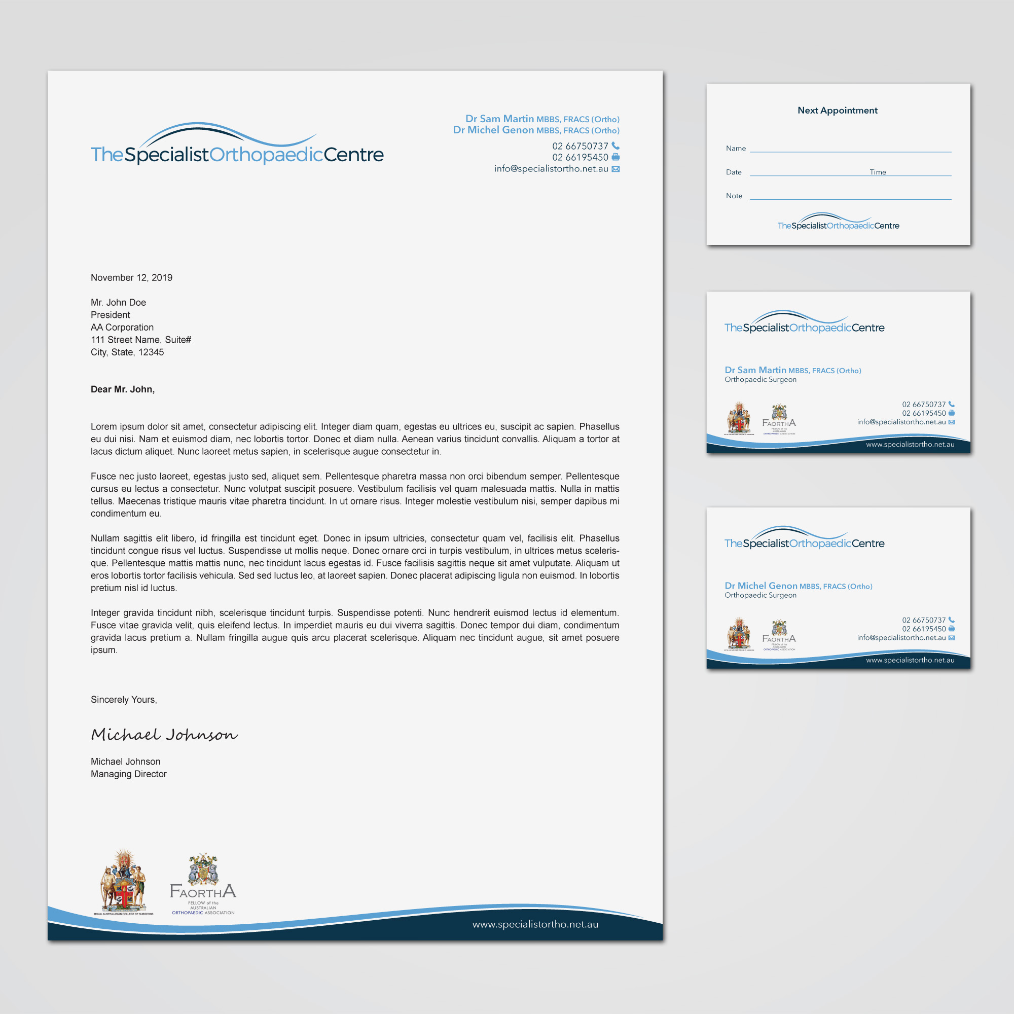 Visitenkarten-Design von MDesign für The Specialist Orthopaedic Centre | Design #23099638
