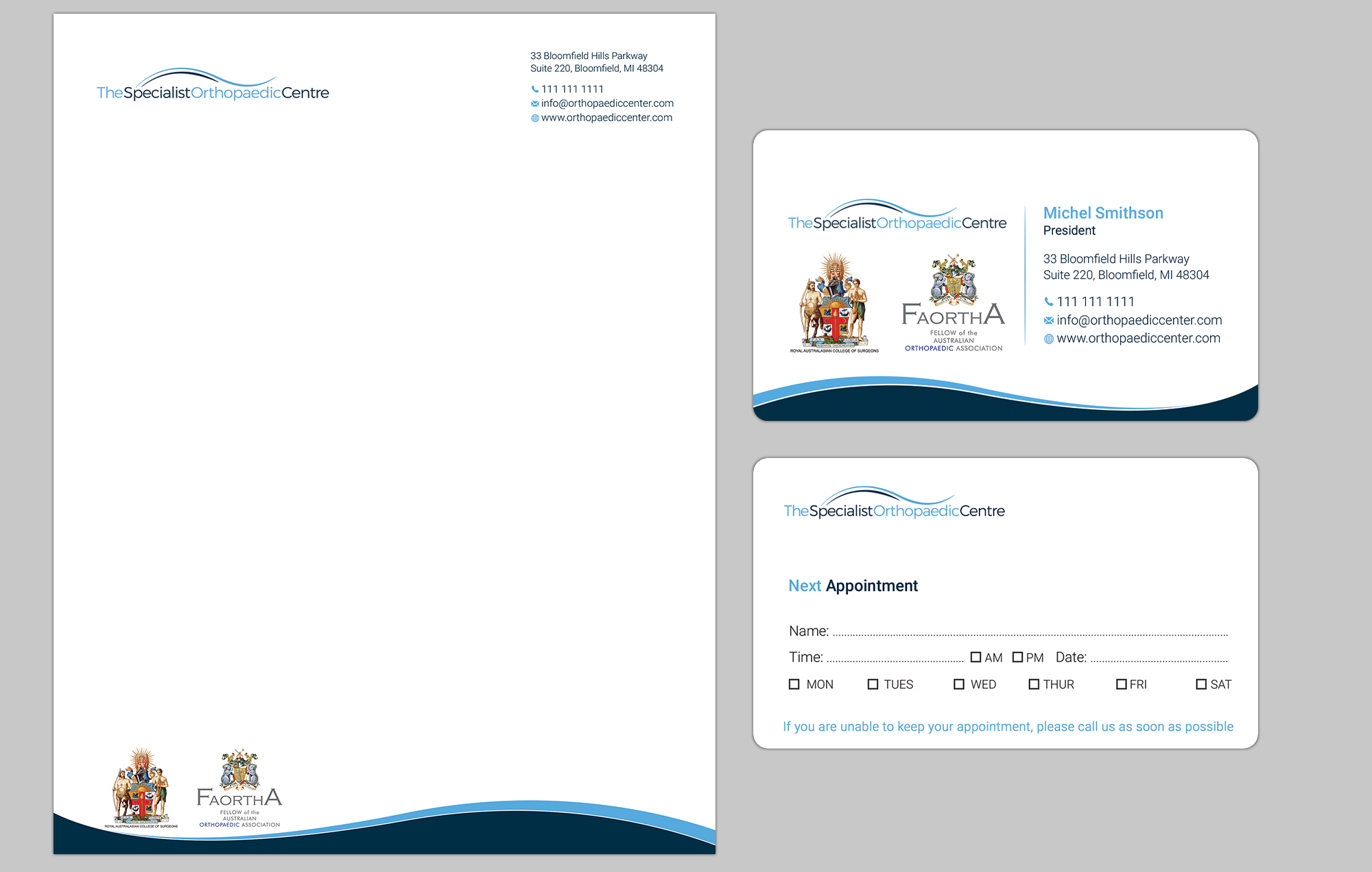 Business Card Design by Bonna 3 for The Specialist Orthopaedic Centre | Design #23055459