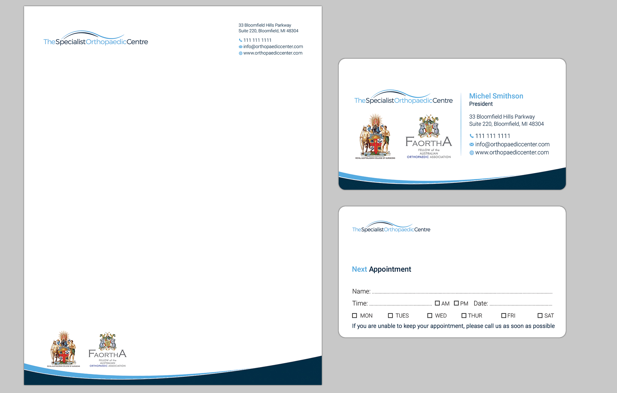 Business Card Design by Bonna 3 for The Specialist Orthopaedic Centre | Design #23058954
