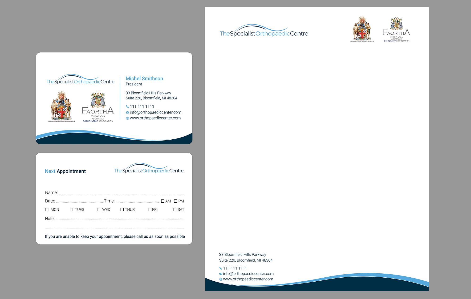 Business Card Design by Bonna 3 for The Specialist Orthopaedic Centre | Design #23078343