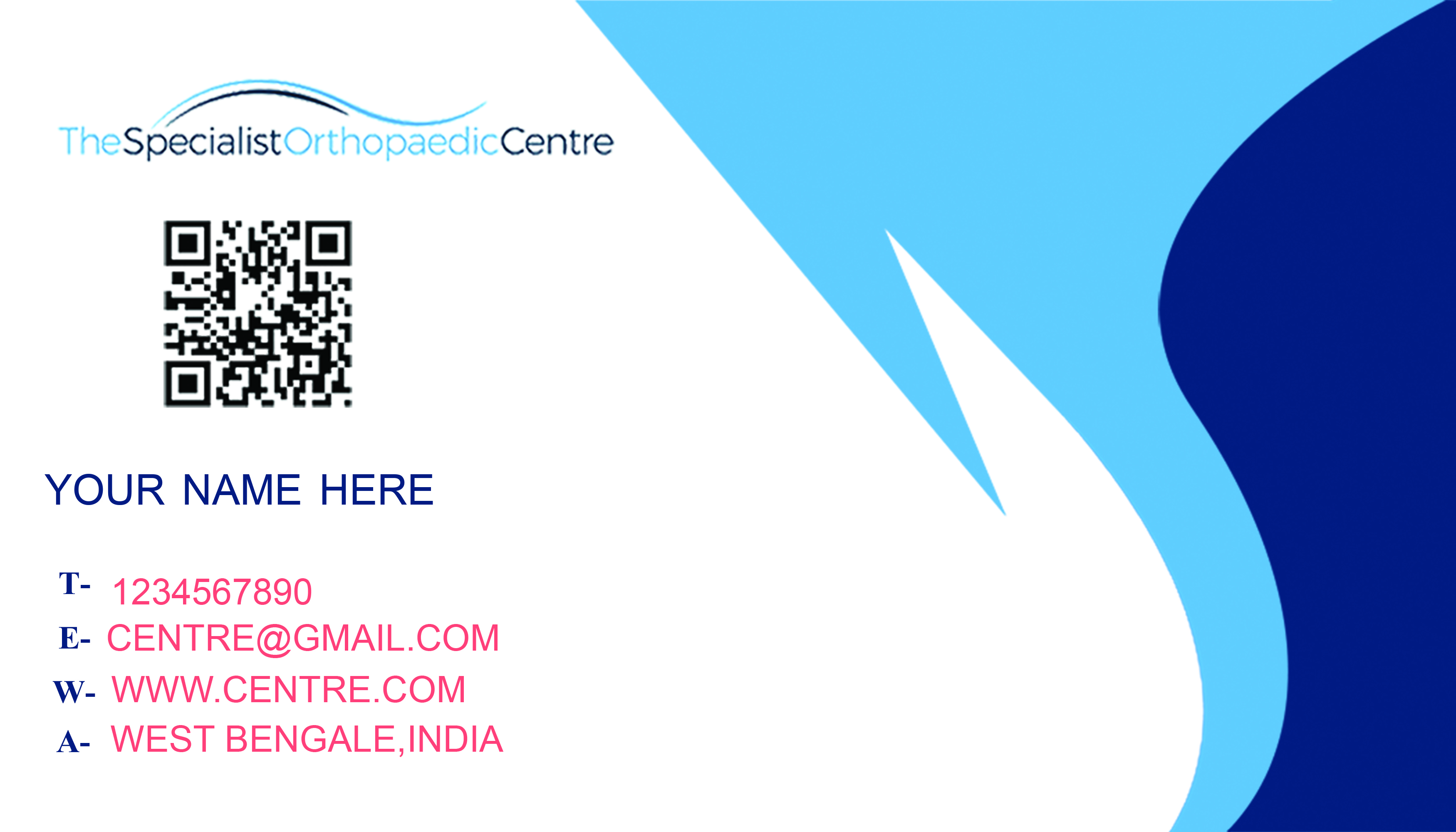 Design de Carte de Visite par santanu patra pour The Specialist Orthopaedic Centre | Design #23032043