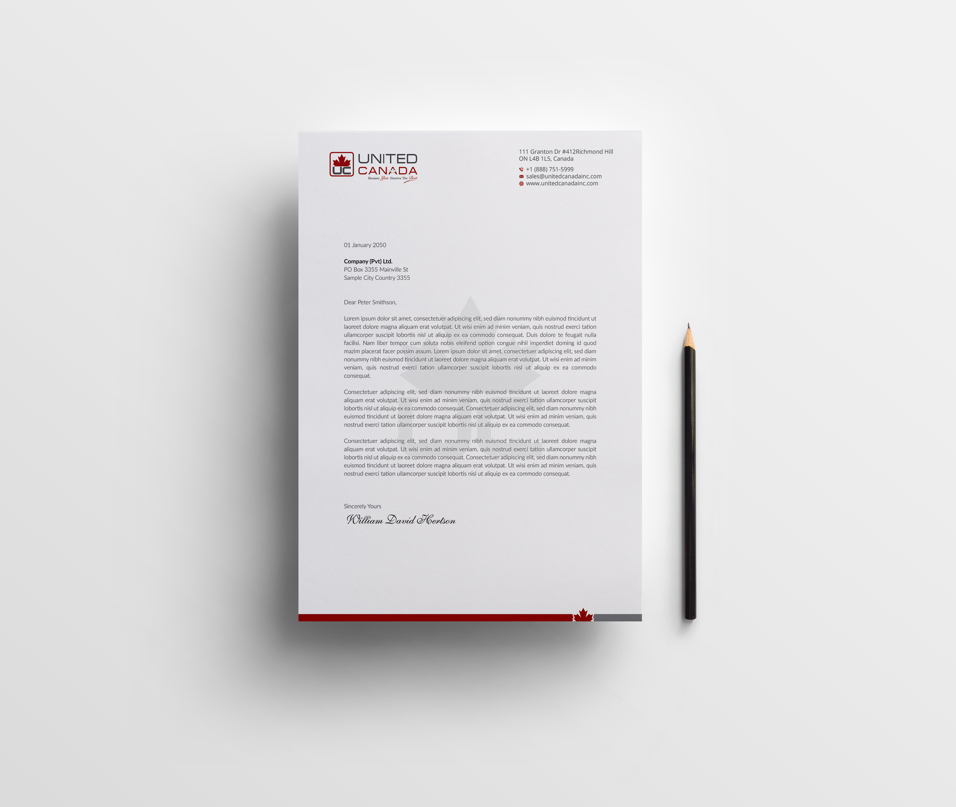 Briefkopf-Design von OxonoArt für United Canada Inc. | Design #23062019