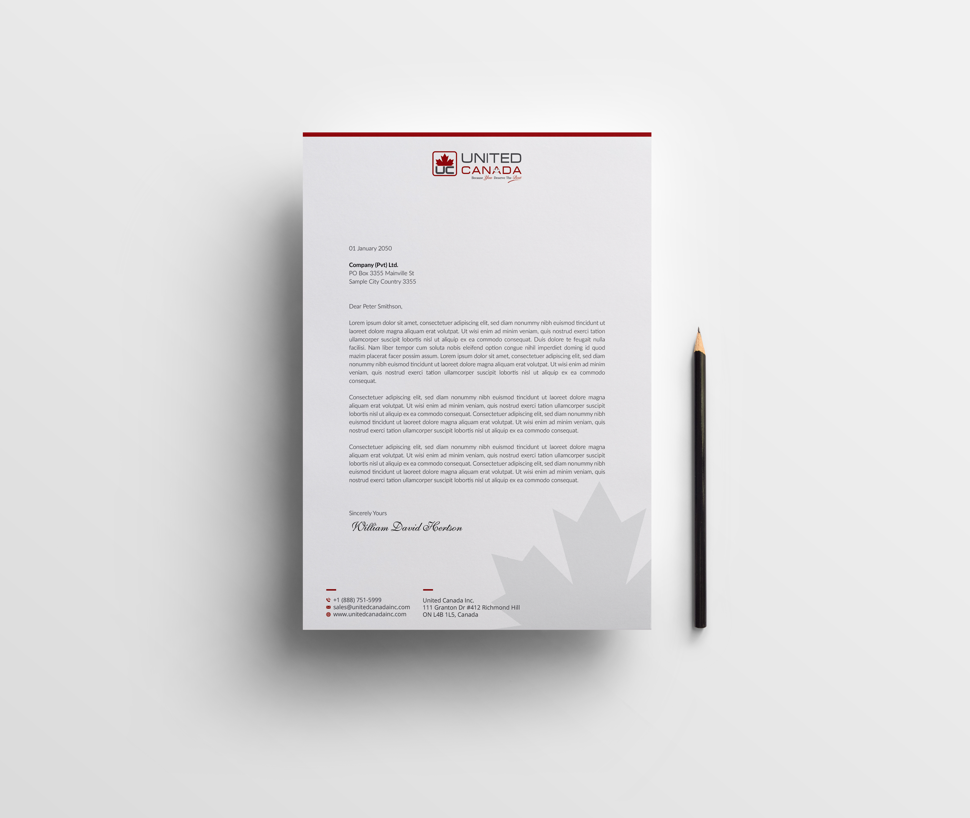Letterhead Design by OxonoArt for United Canada Inc. | Design #23062083