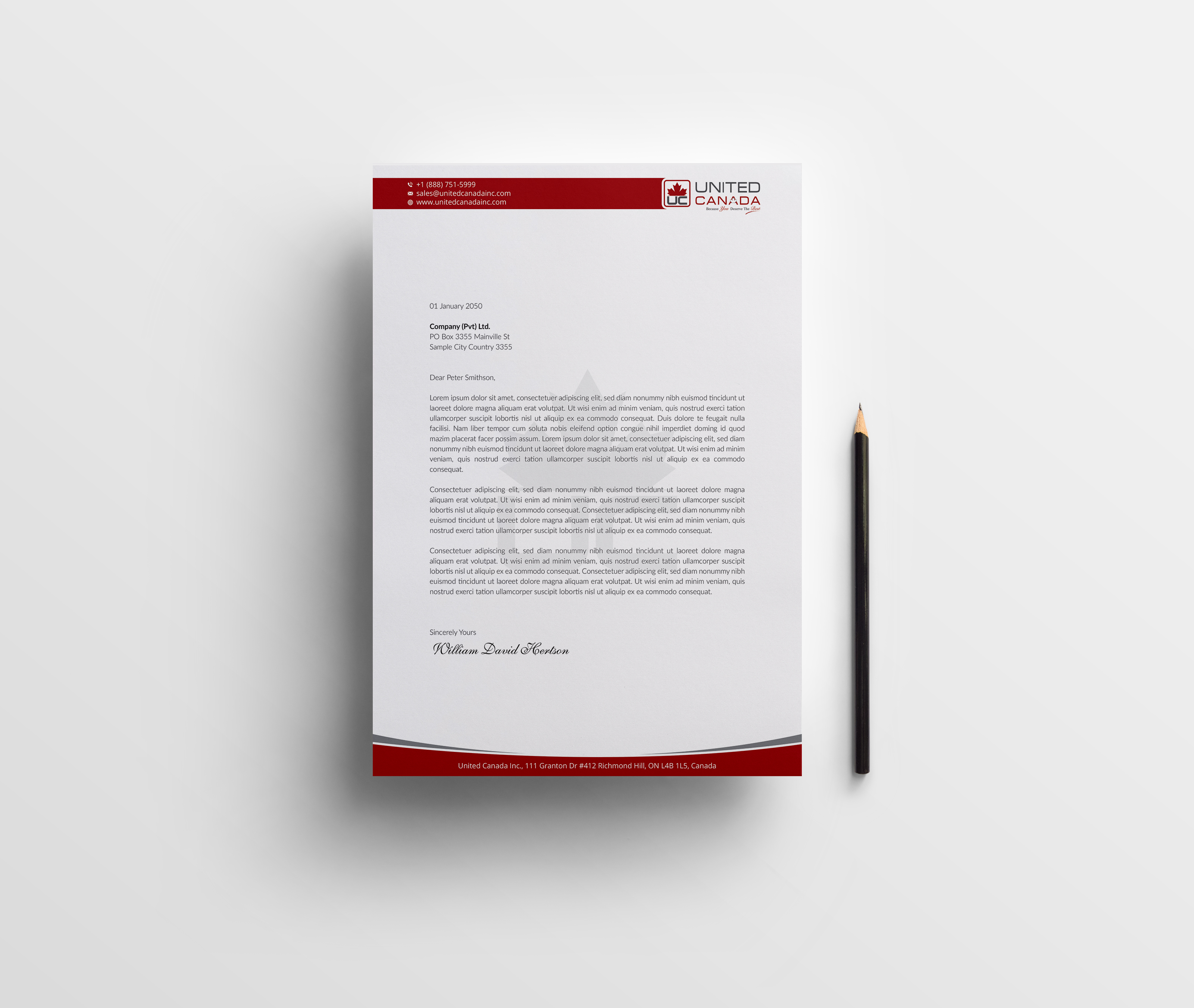 Letterhead Design by OxonoArt for United Canada Inc. | Design #23062219