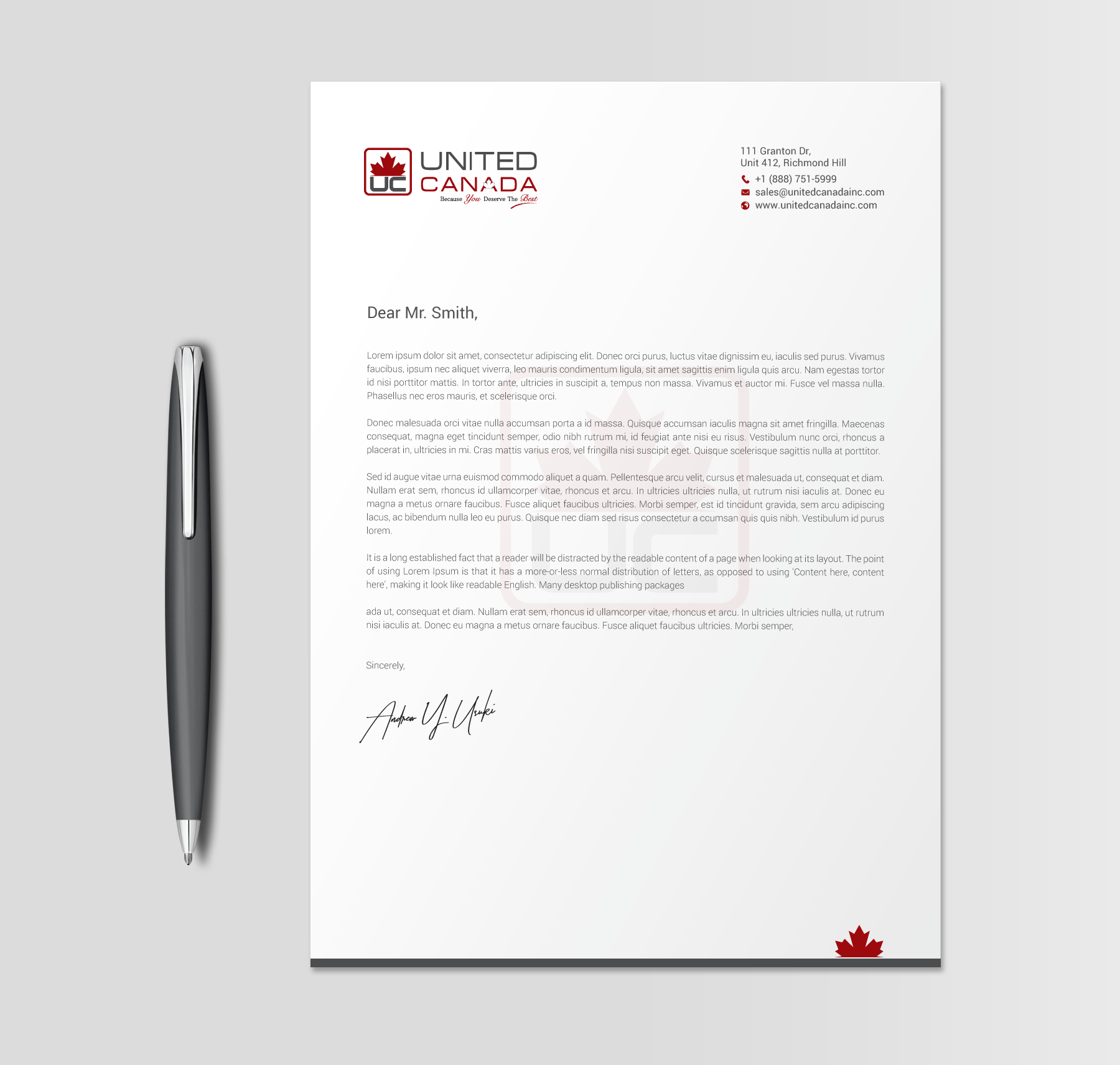 Design En-Tête par chandrayaan.creative pour United Canada Inc. | Design #23071270