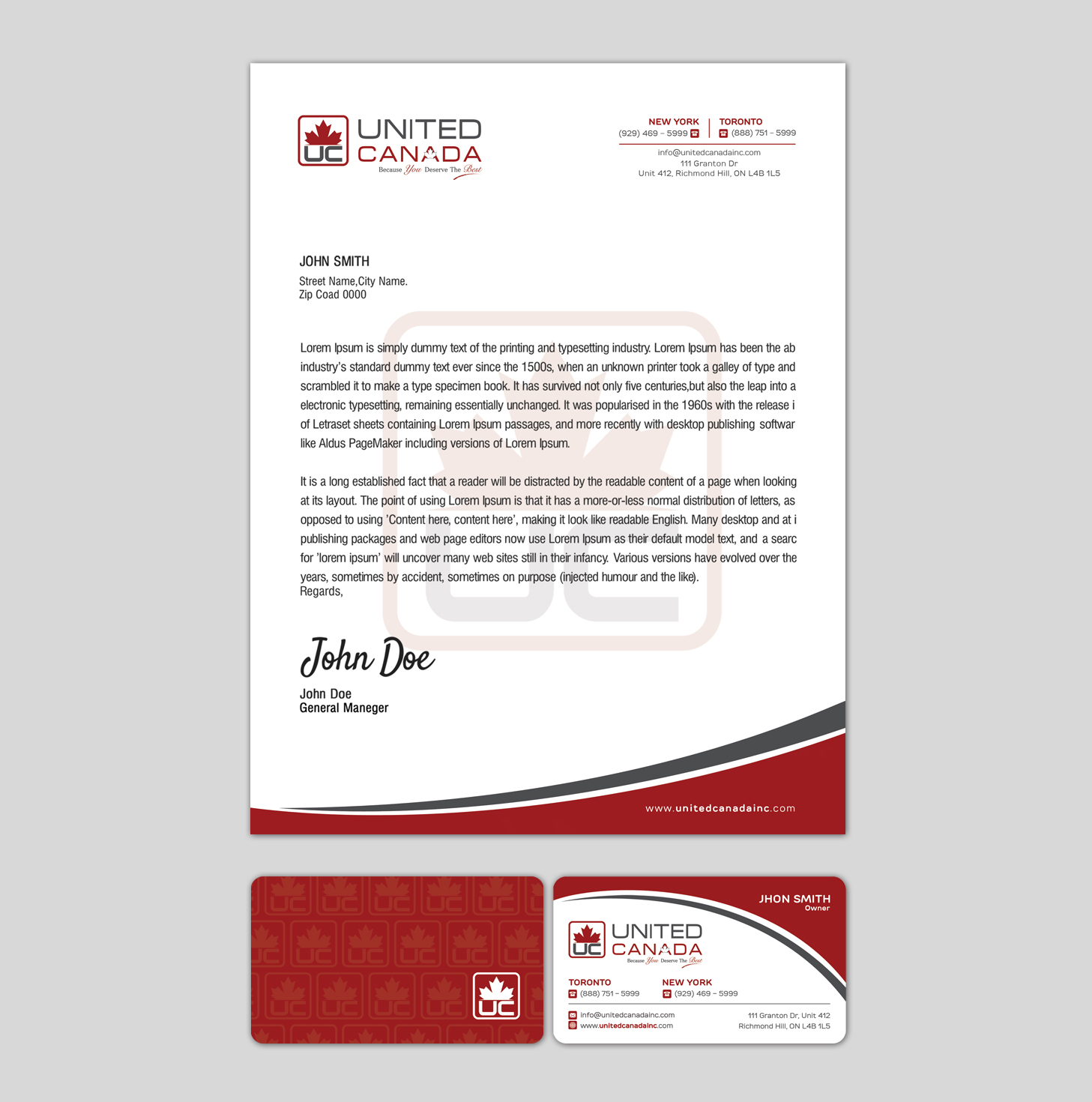 Letterhead Design by SL Designer for United Canada Inc. | Design #23280962