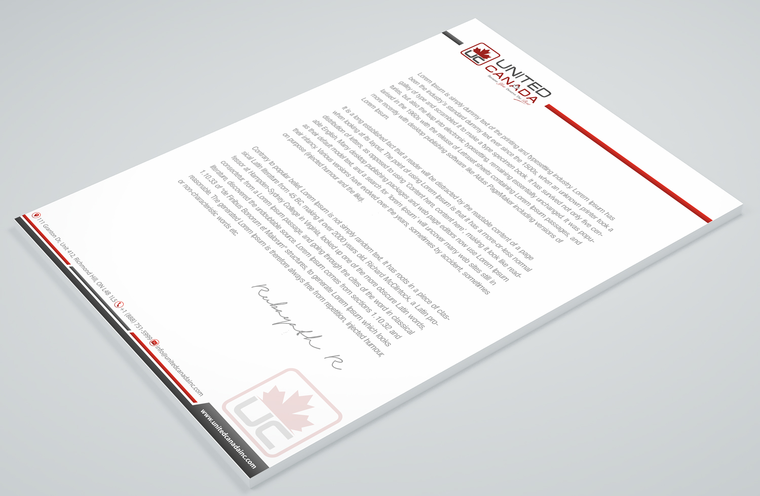 Design En-Tête par Petter Goms pour United Canada Inc. | Design #23035809