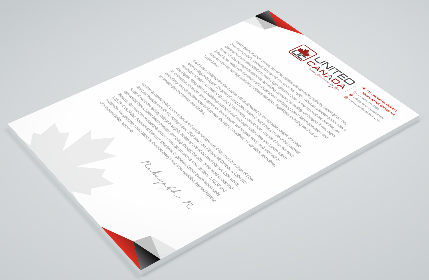 Design En-Tête par Petter Goms pour United Canada Inc. | Design #23073510
