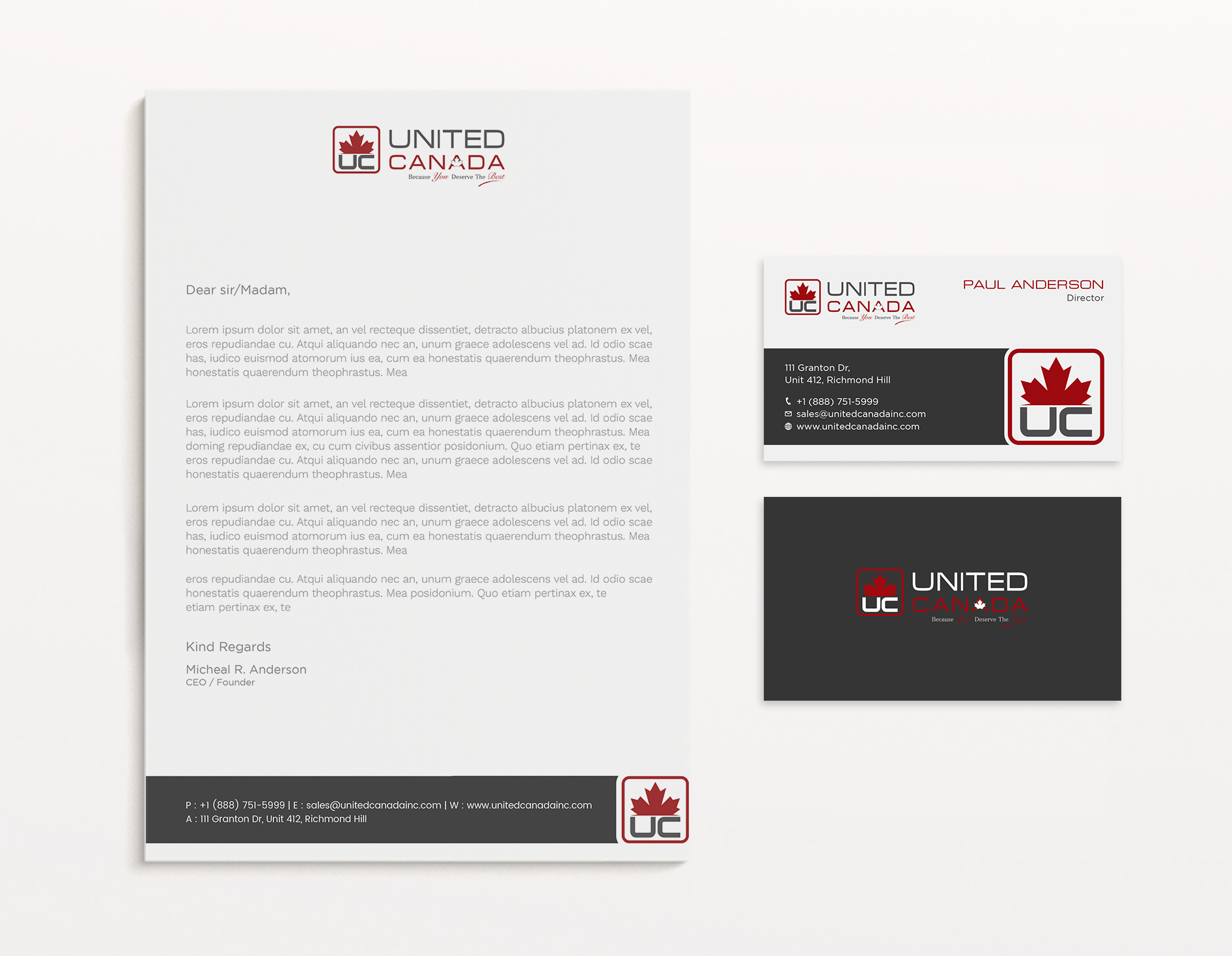 Letterhead Design by Tripti Ranjan Gain for United Canada Inc. | Design #23058643