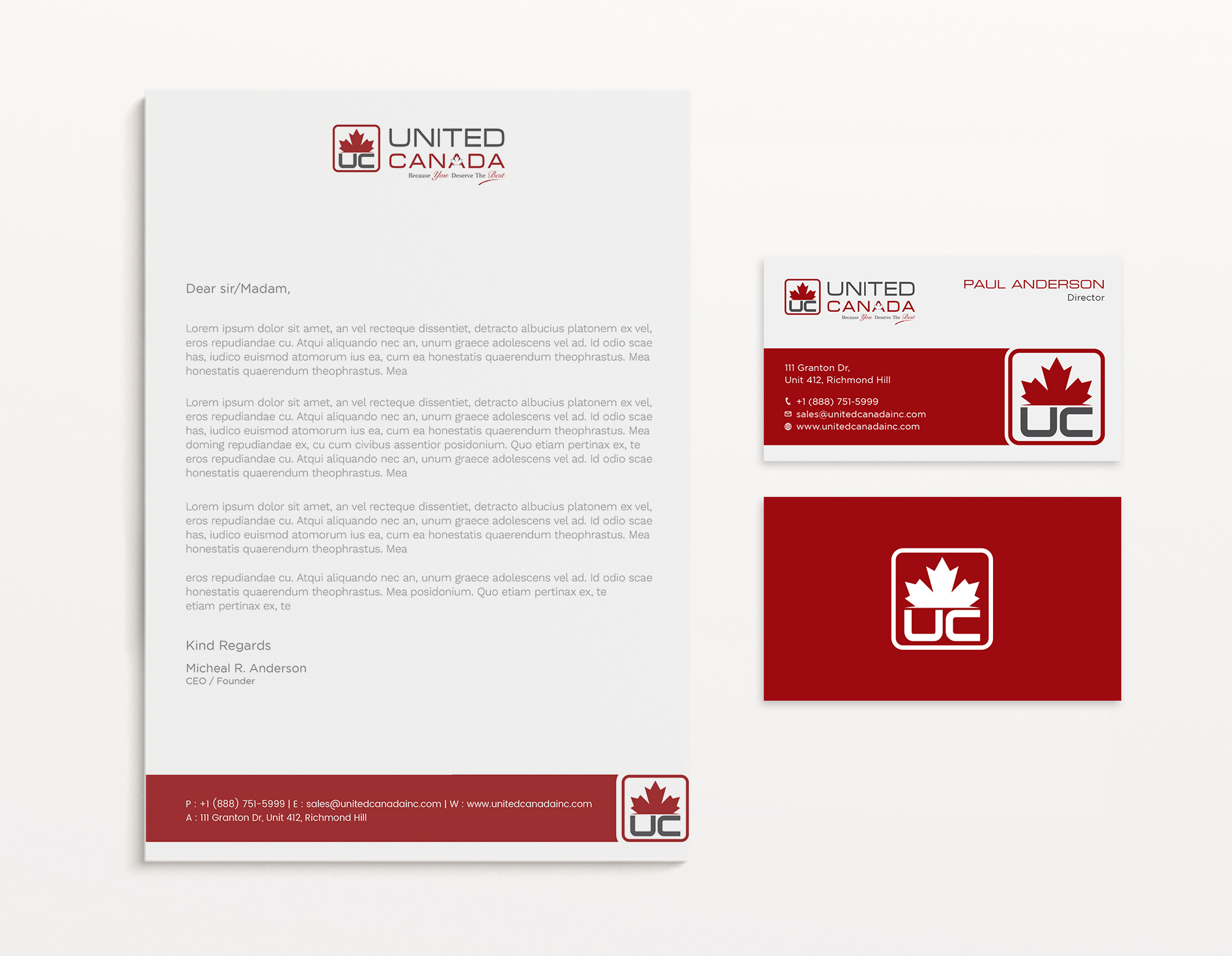 Letterhead Design by Tripti Ranjan Gain for United Canada Inc. | Design #23058645