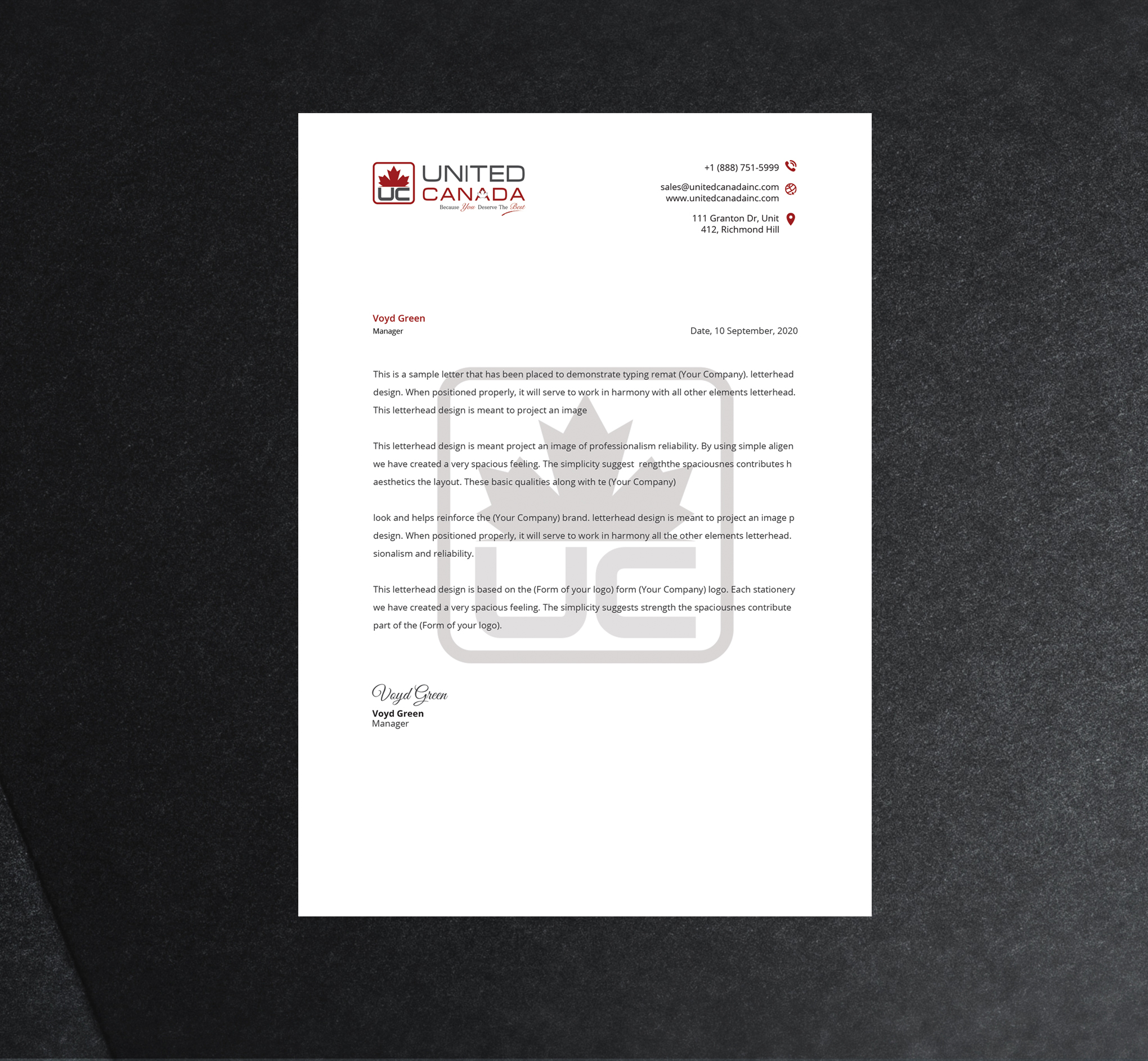 Design En-Tête par Senthil Kumaar V pour United Canada Inc. | Design #23294494