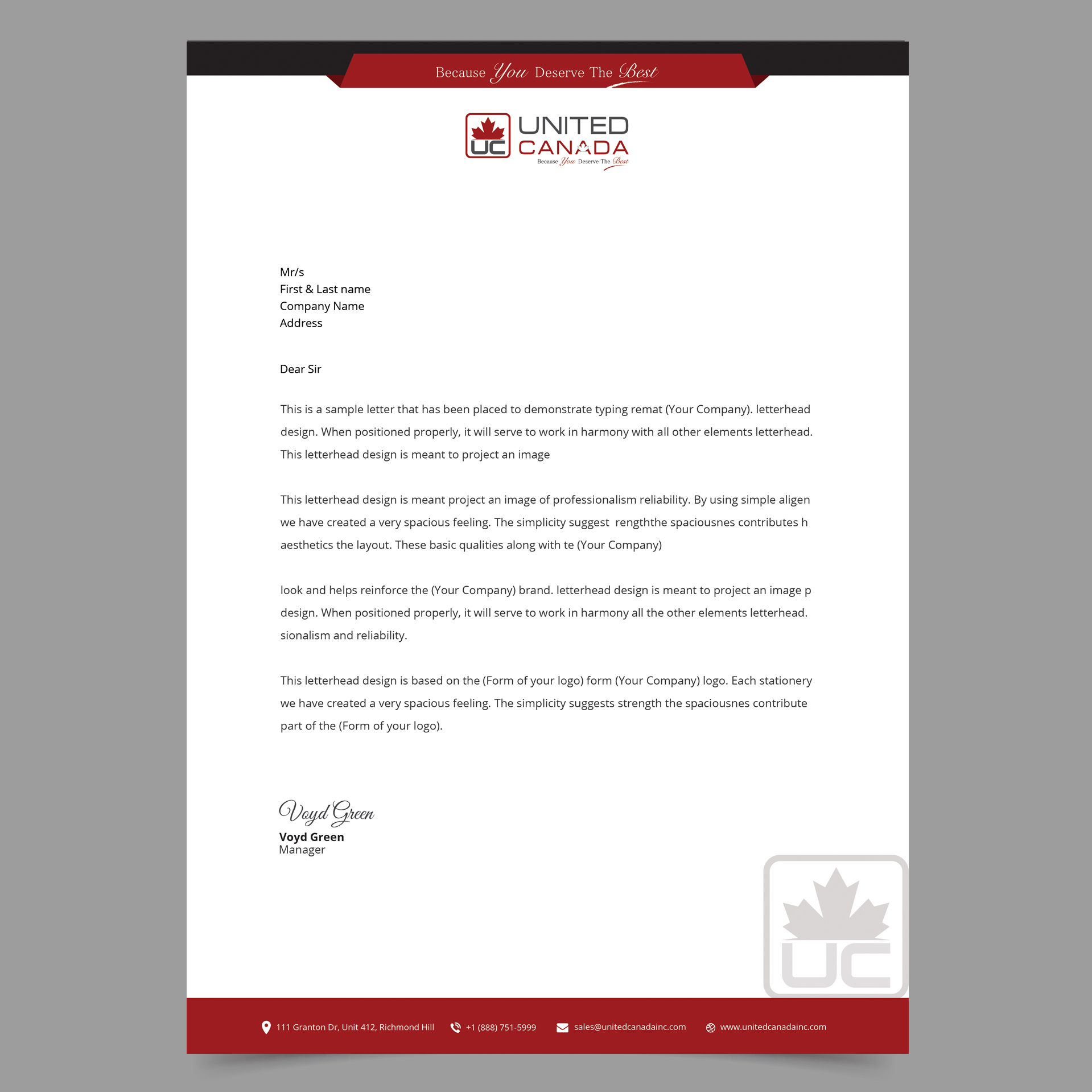 Design En-Tête par Senthil Kumaar V pour United Canada Inc. | Design #23298930