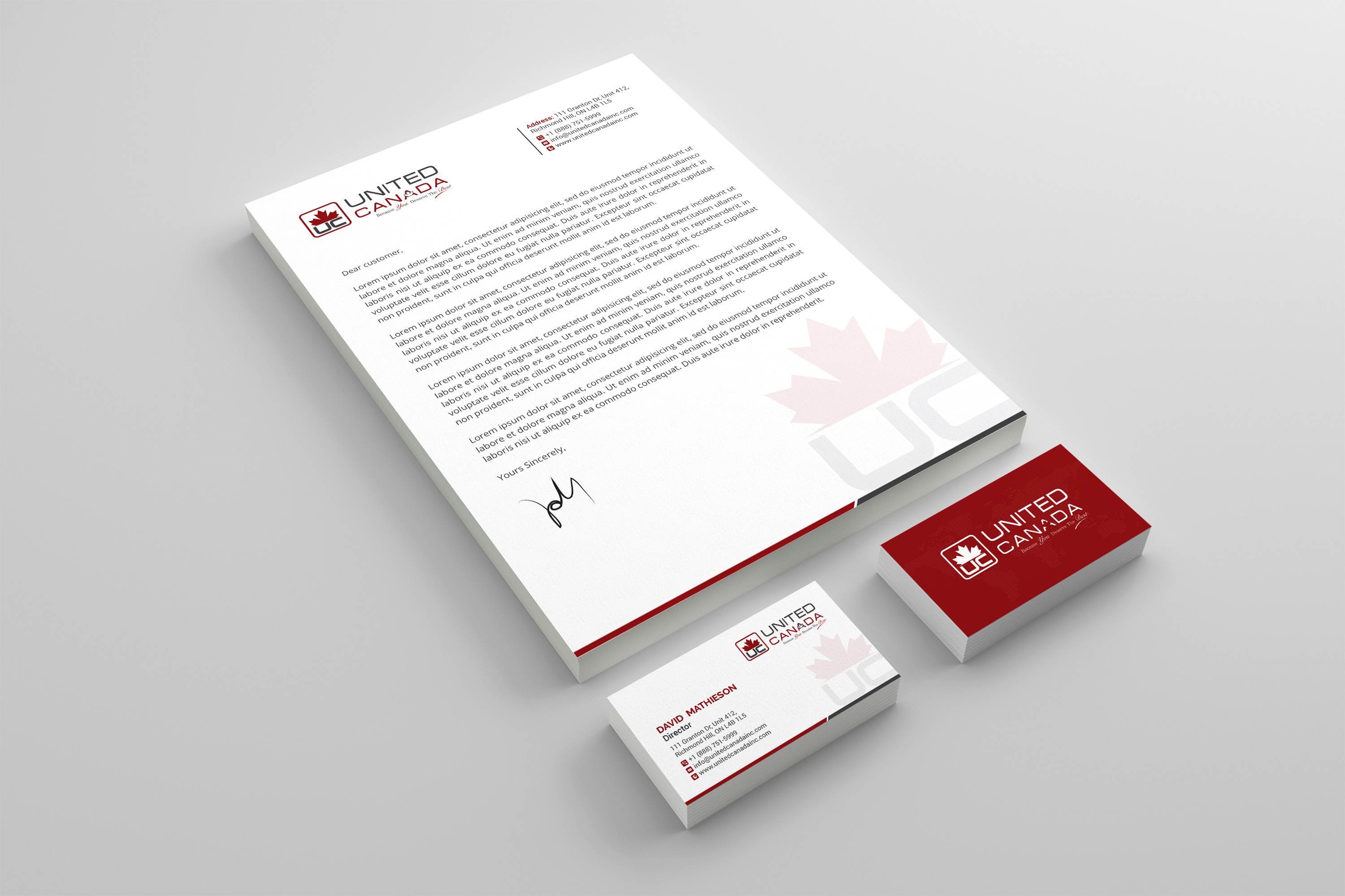 Letterhead Design by R.design for United Canada Inc. | Design #23034835