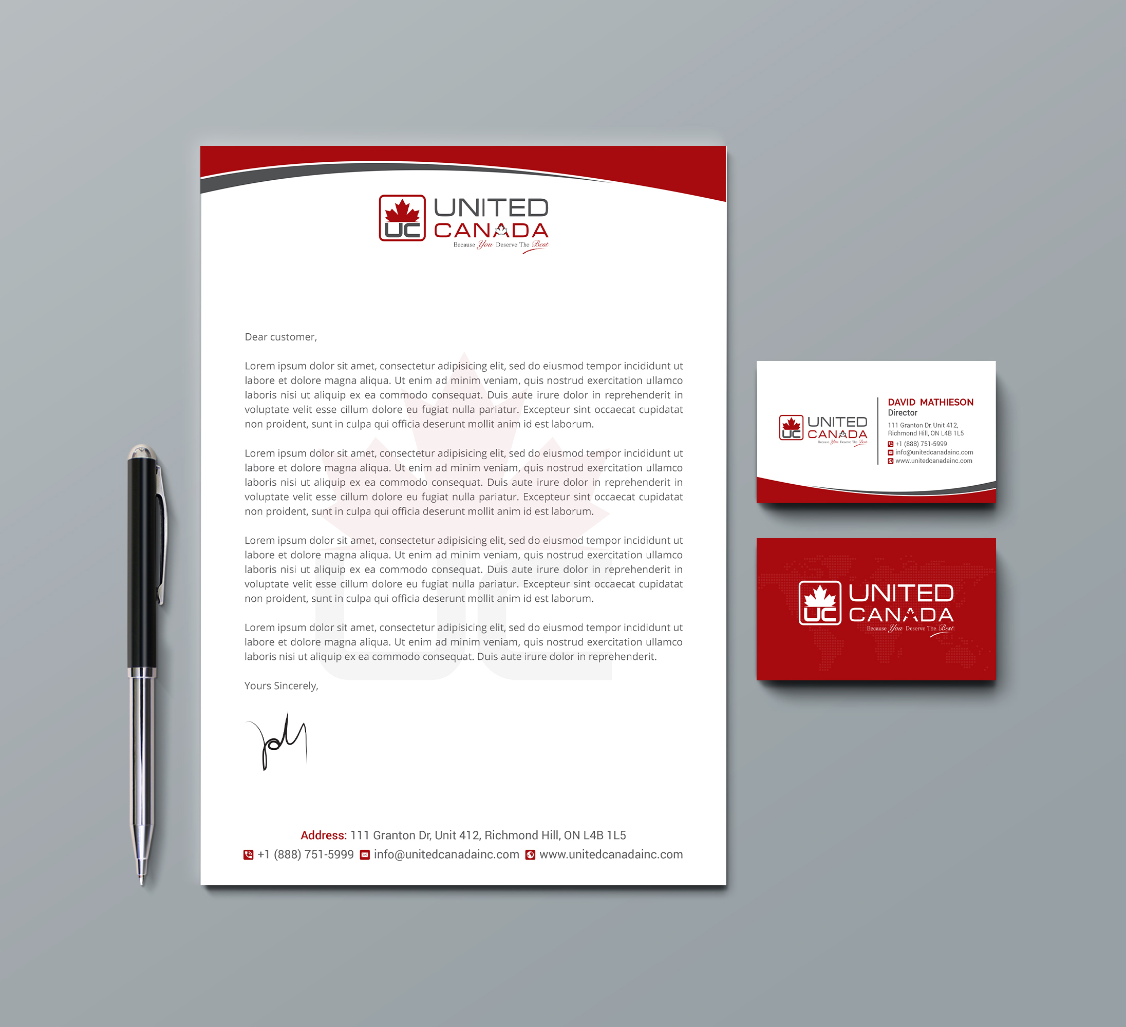 Letterhead Design by R.design for United Canada Inc. | Design #23049772