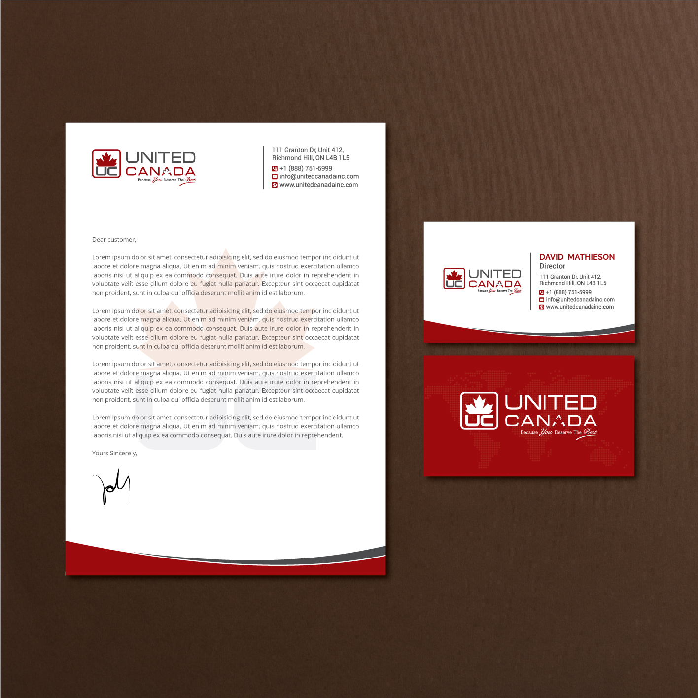 Diseño de Membrete por R.design para United Canada Inc. | Diseño #23049879