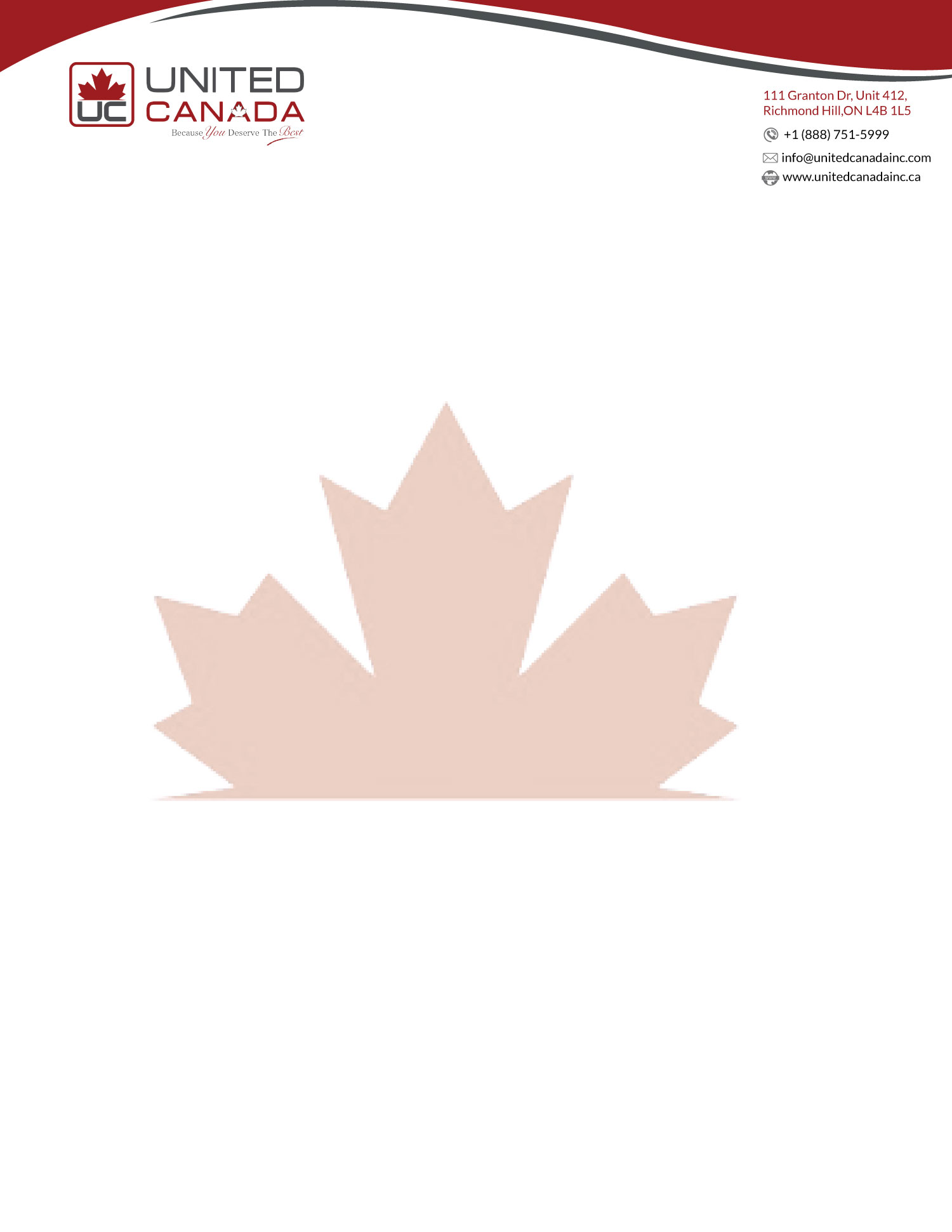 Design En-Tête par AN7 pour United Canada Inc. | Design #23080991