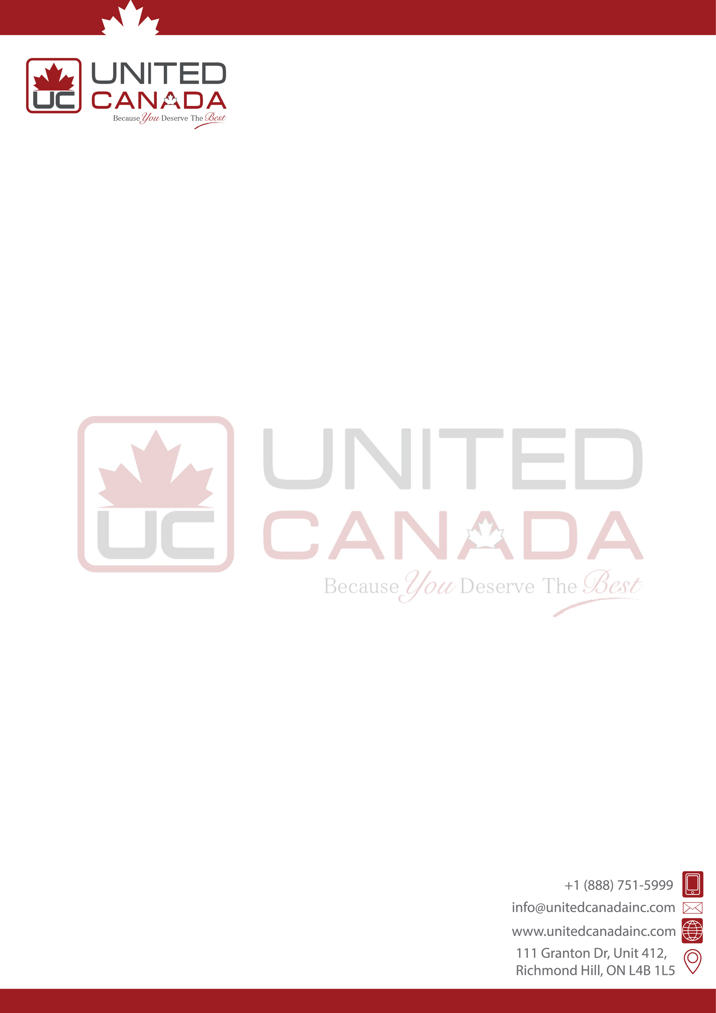 Letterhead Design by GLITZY ICON for United Canada Inc. | Design #23068370
