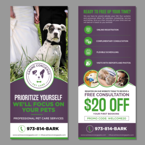 Pet sitting and Dog Walking Postcard distributed to new home owners in our target market | Graphic Design by aspiremedia