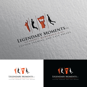 LegendaryMoments,LLC (Sports Memorabilia, Custom Framing and Case Breaks in a small font underneath main body) | Logo Design by Rii