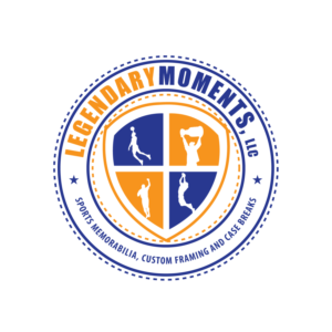 LegendaryMoments,LLC (Sports Memorabilia, Custom Framing and Case Breaks in a small font underneath main body) | Logo Design by geni