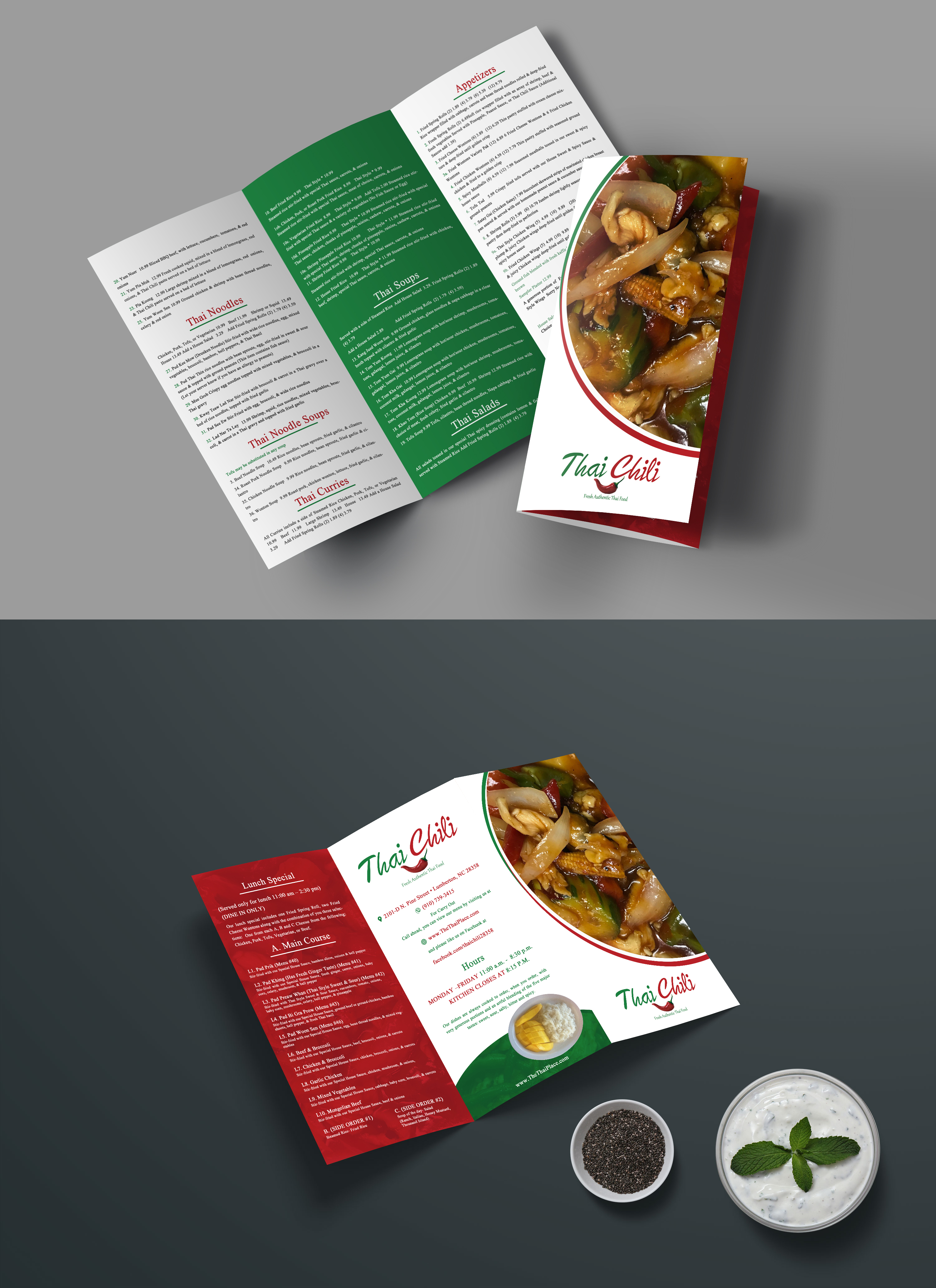 Menu Design by LAXMI DESIGNHUB for Thai Chili, LLC | Design #23078530