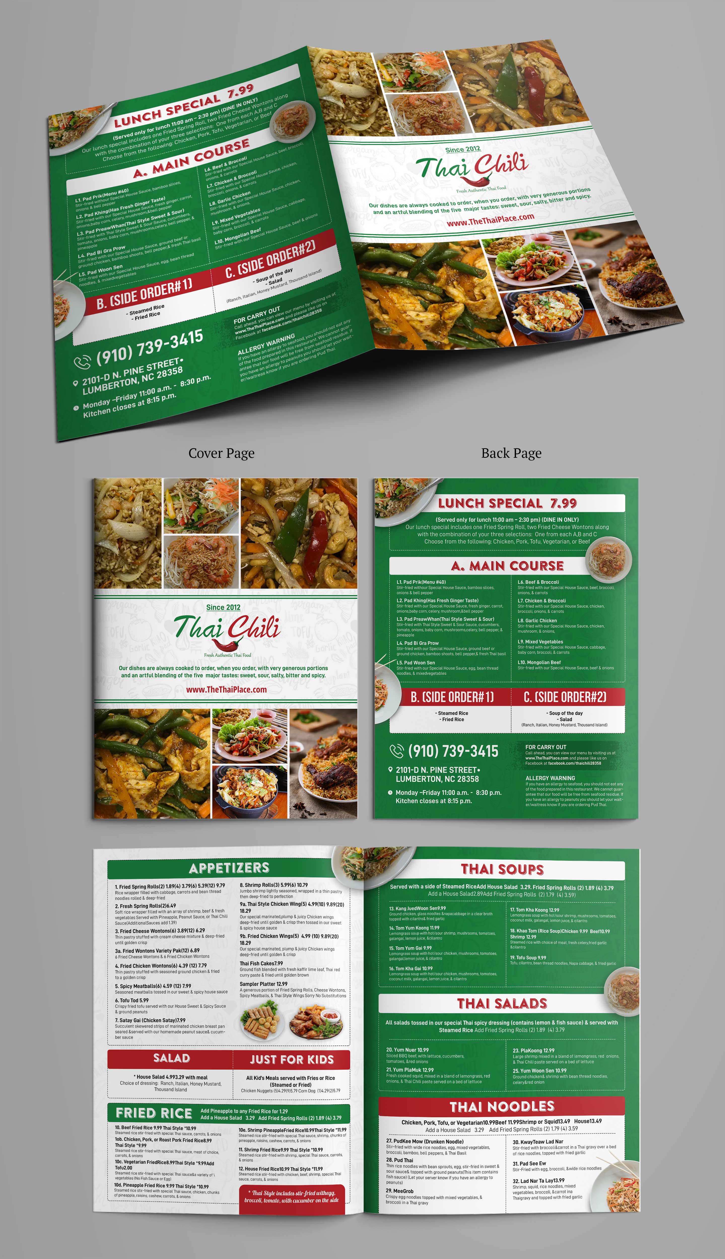 Diseño de Menú por SAI DESIGNS para Thai Chili, LLC | Diseño #23070755