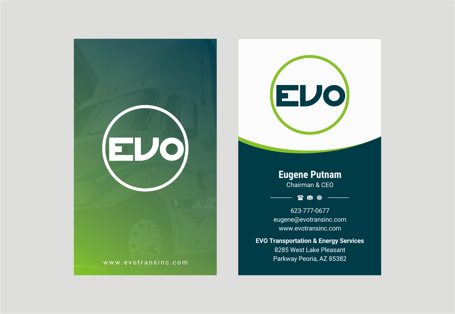 Business Card Design by INDIAN_Ashok for EVO Transportation | Design #23051615