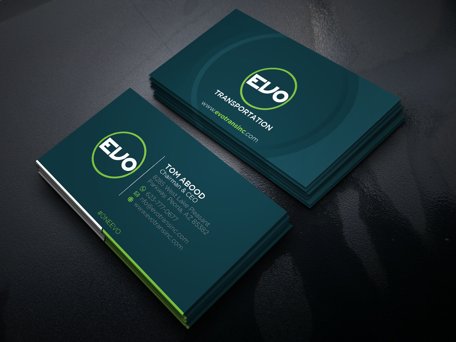 Business Card Design by Verified artistry (Design garden) for EVO Transportation | Design #23048459