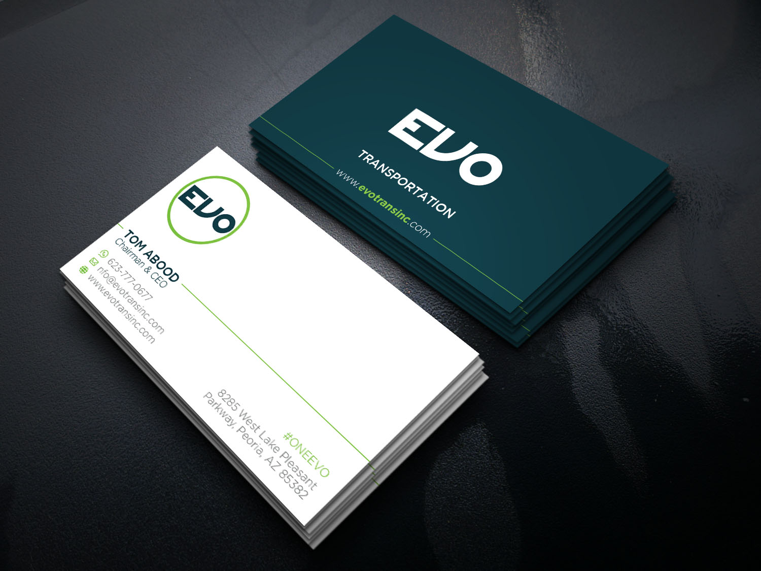 Business Card Design by Verified artistry (Design garden) for EVO Transportation | Design #23048466