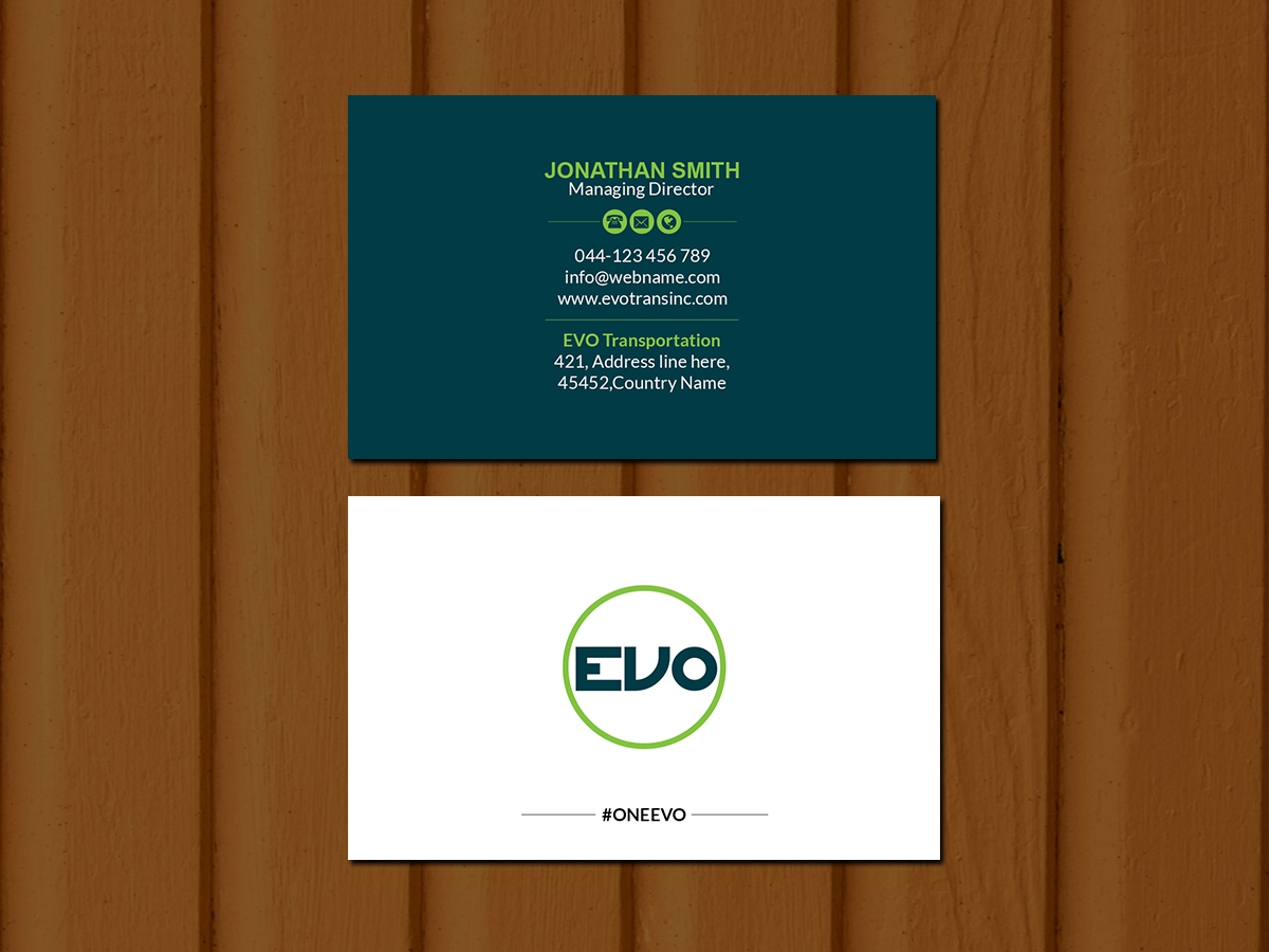 Business Card Design by Creations Box 2015 for EVO Transportation | Design #23060406