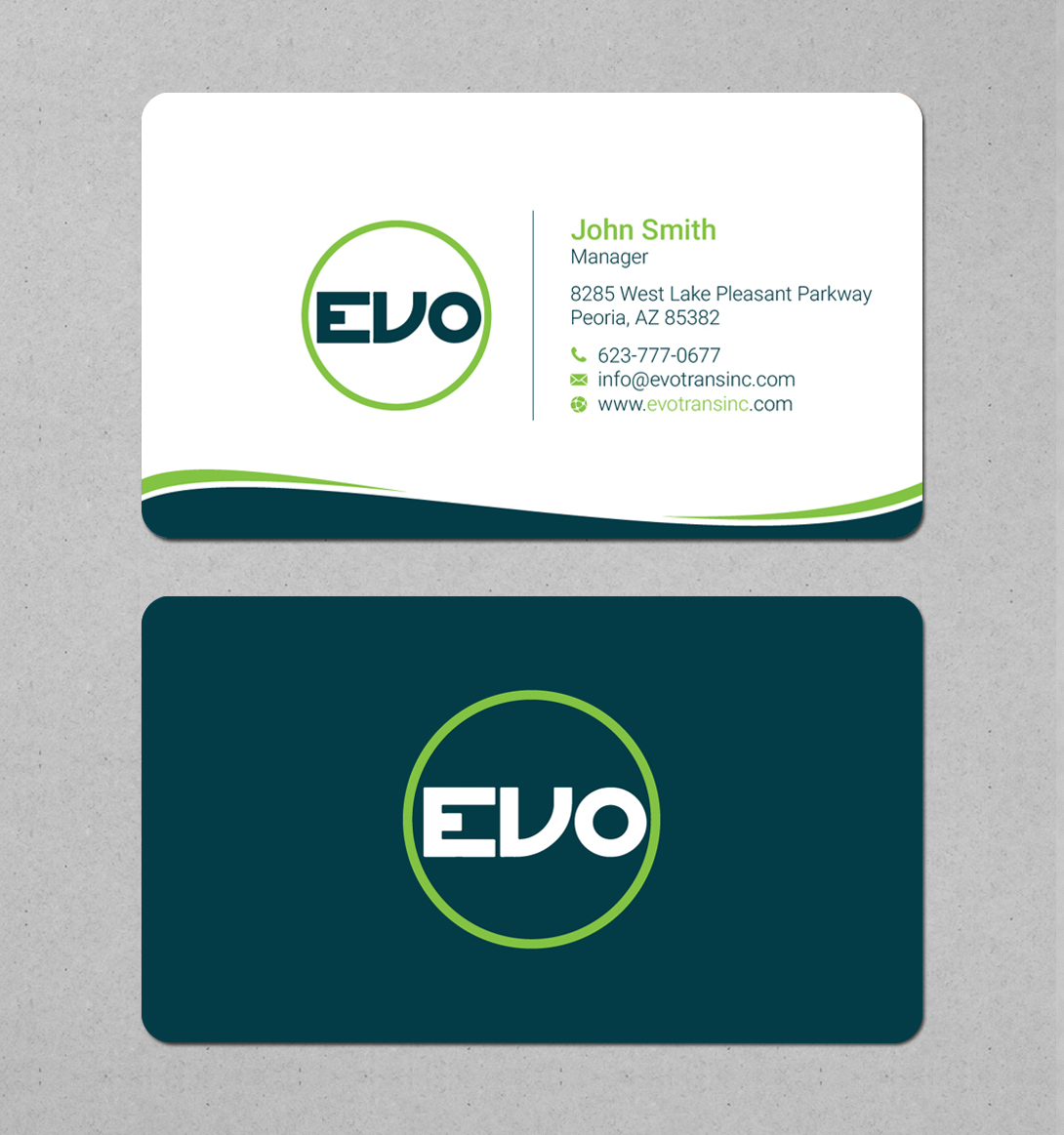 Business Card Design by LAXMI DESIGNHUB for EVO Transportation | Design #23050491