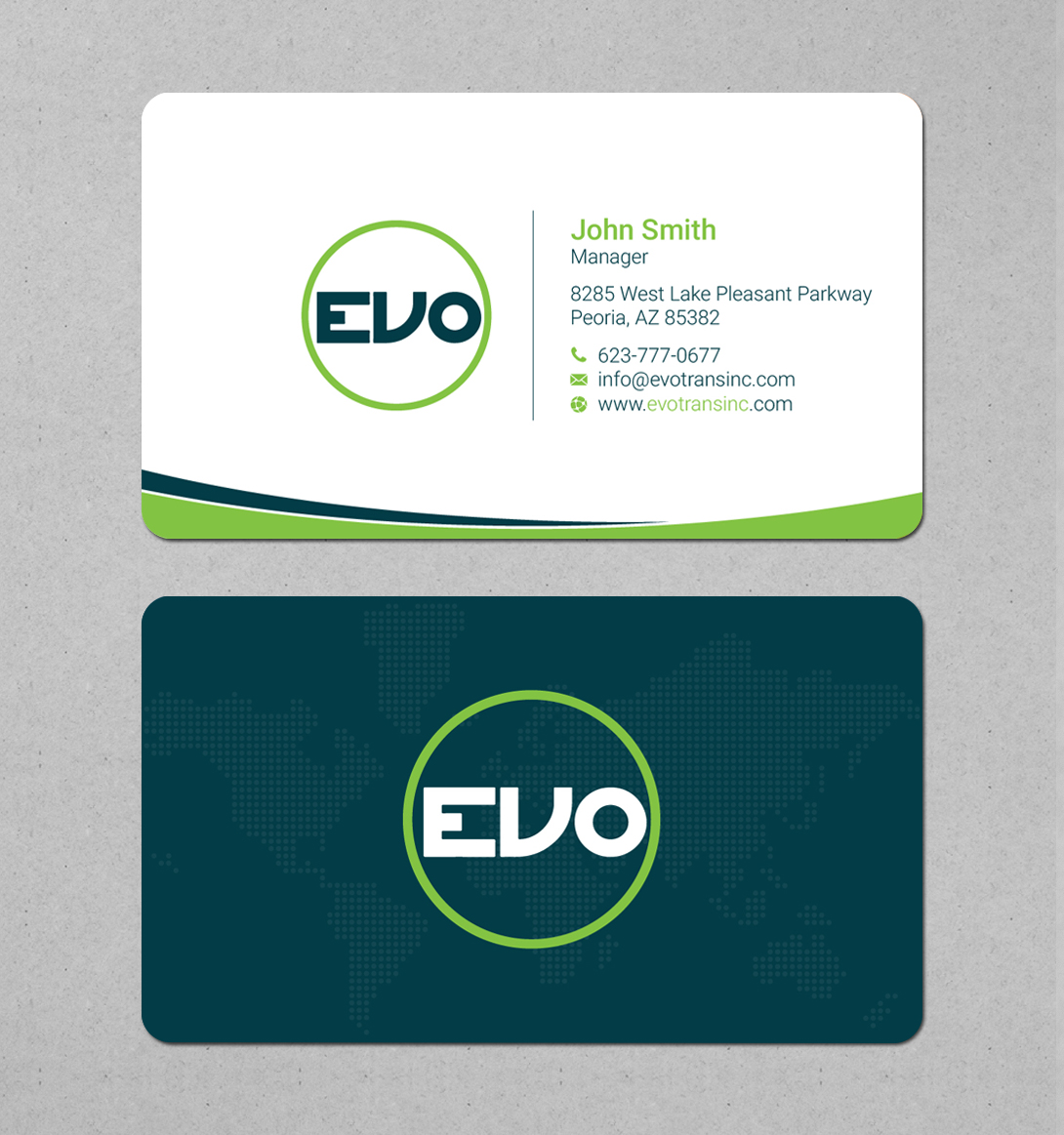 Business Card Design by LAXMI DESIGNHUB for EVO Transportation | Design #23050495