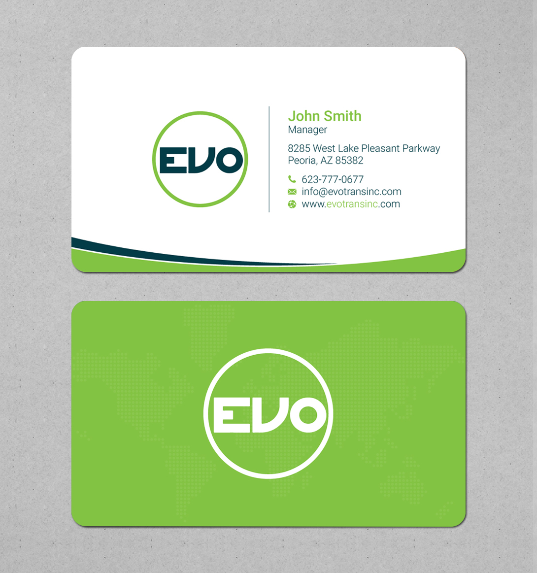 Business Card Design by LAXMI DESIGNHUB for EVO Transportation | Design #23050501